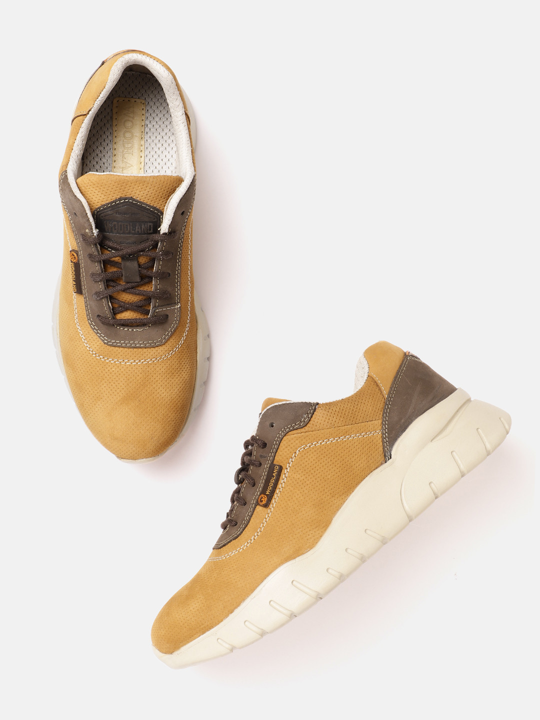 

Woodland Men Woodland Men Round Toe Lace-Ups Leather Sneakers, Camel brown