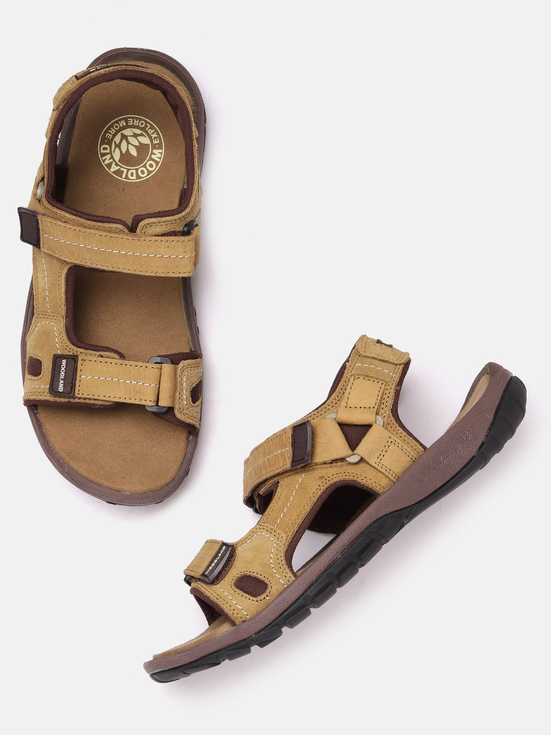 

Woodland Men Leather Comfort Sandals, Camel brown