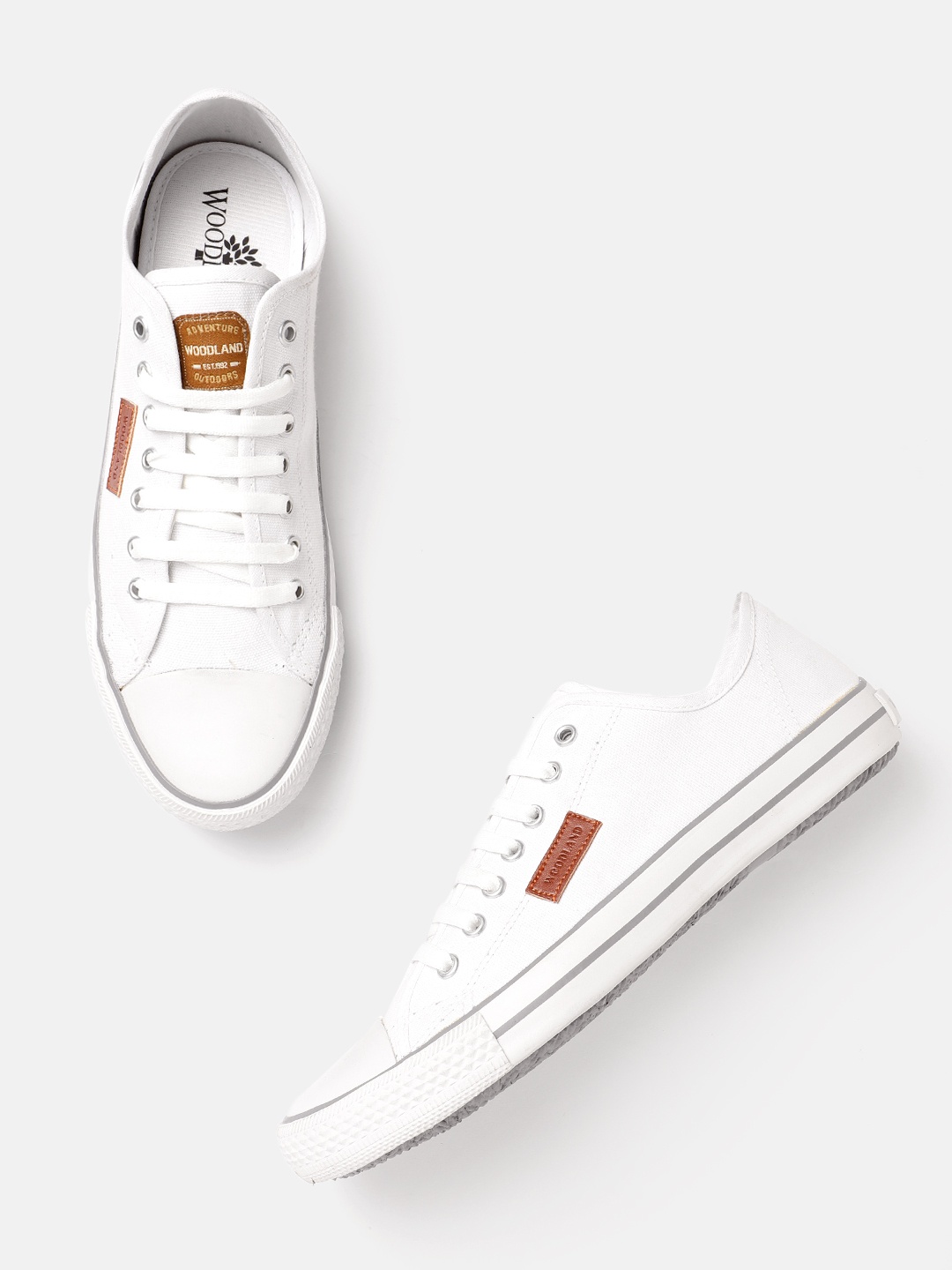 

Woodland Men Round Toe Lace-Ups Sneakers, White