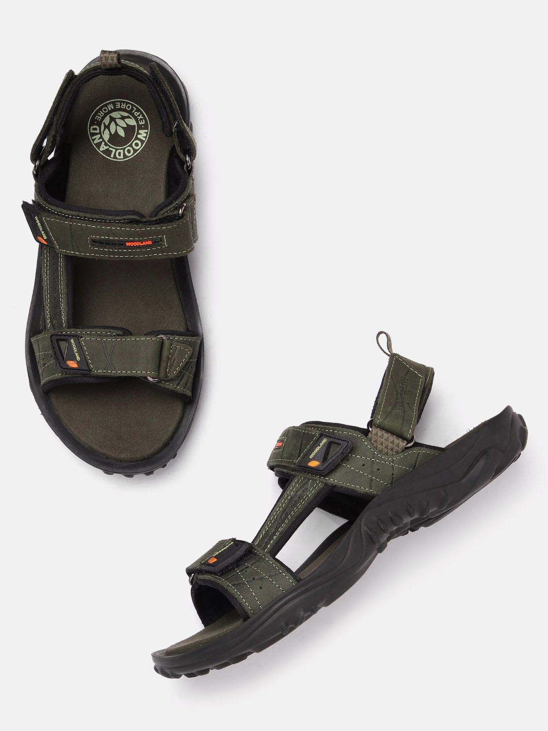 

Woodland Men Leather Comfort Sandals, Olive