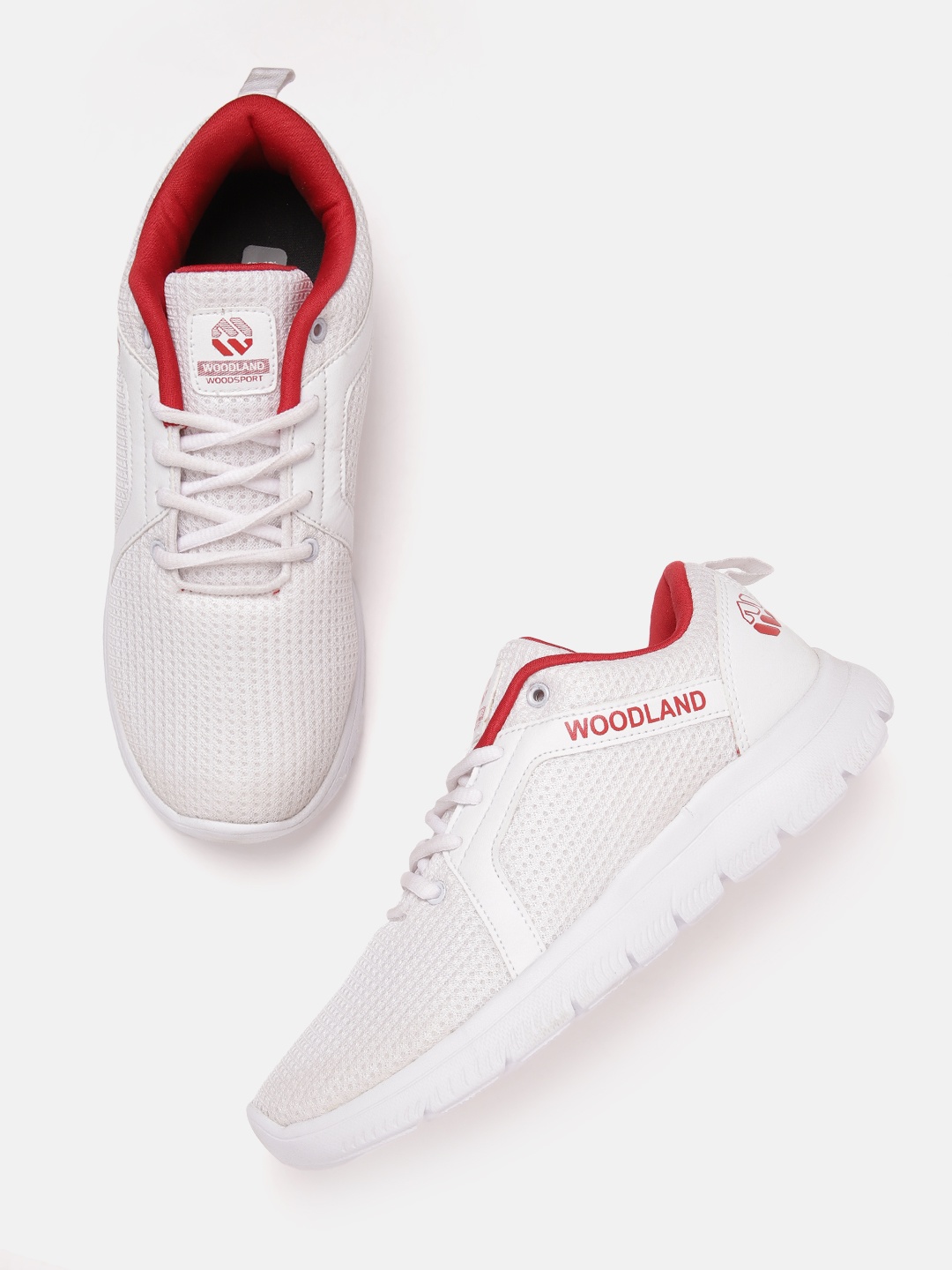 

Woodland Men Woven Design Running Shoes, White