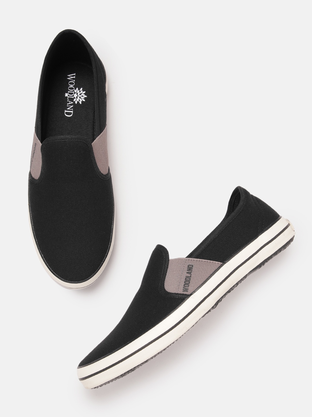 

Woodland Men Canvas Slip-on Sneakers, Black