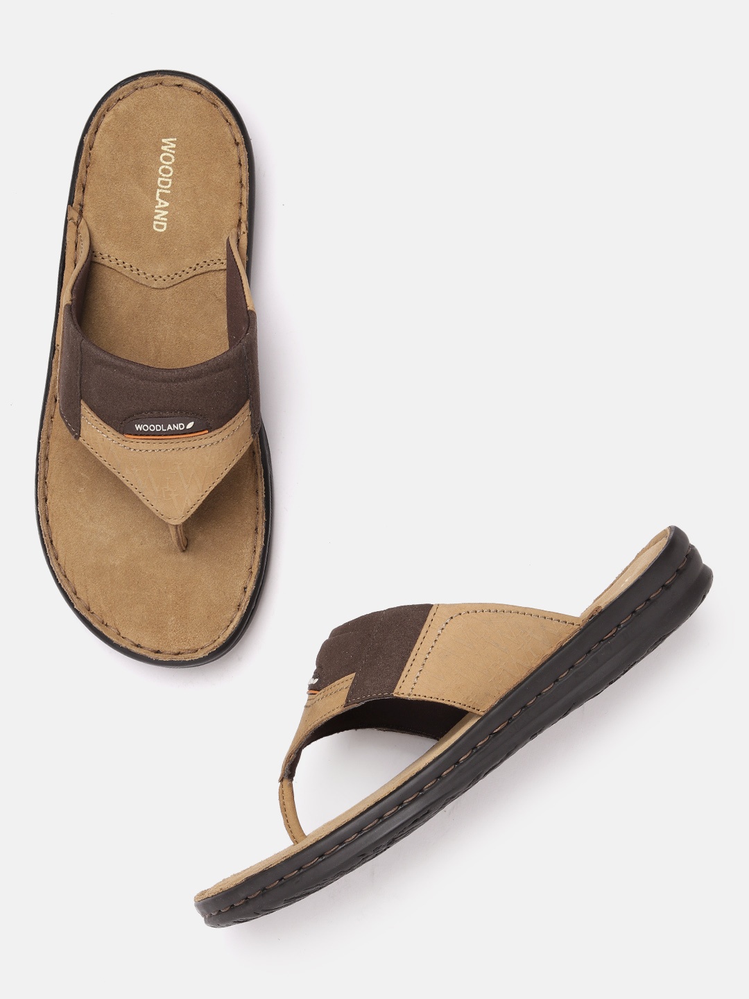 

Woodland Men Leather Comfort Sandals, Camel brown