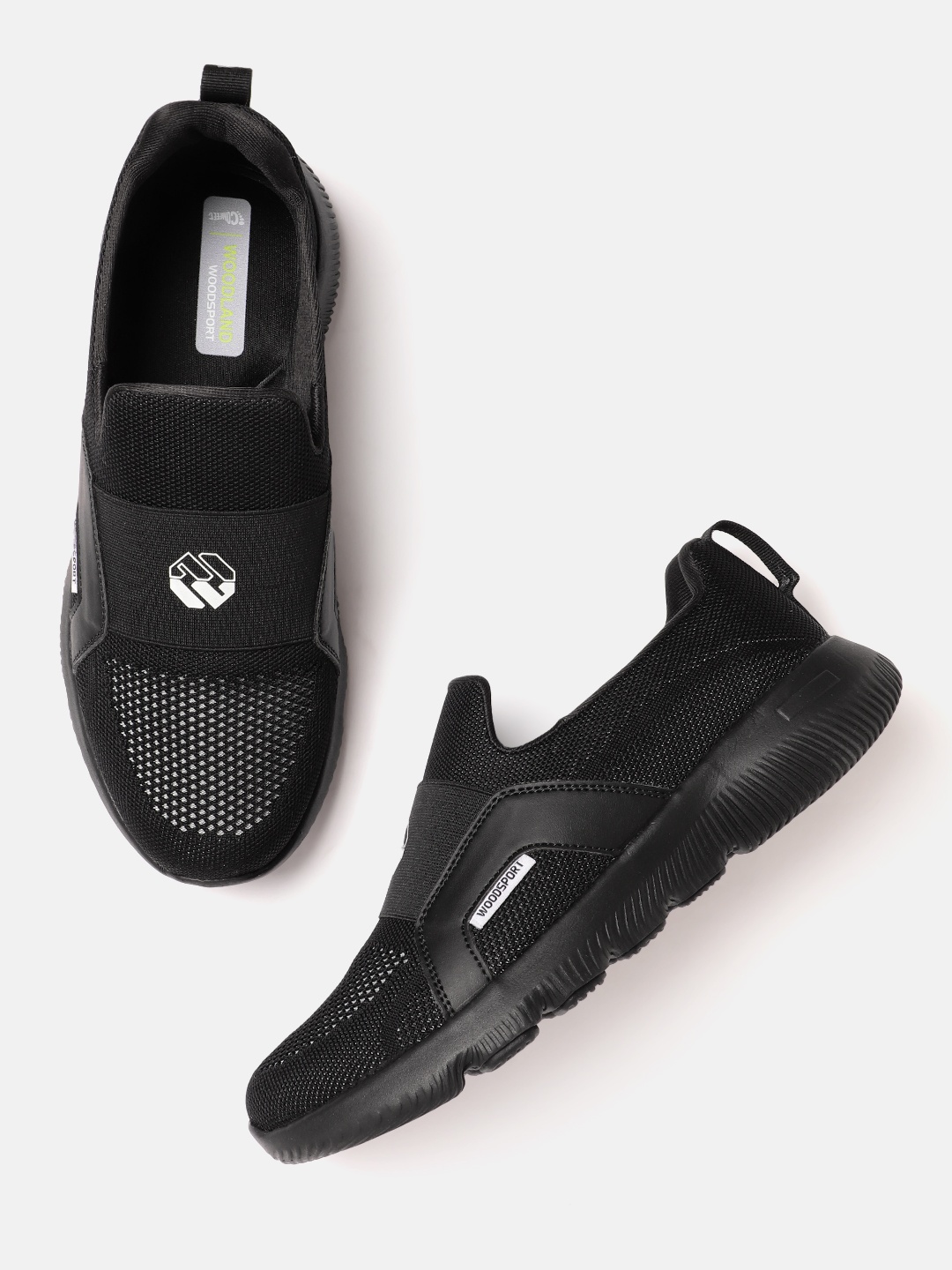 

Woodland Men Woven Design Running Shoes, Black