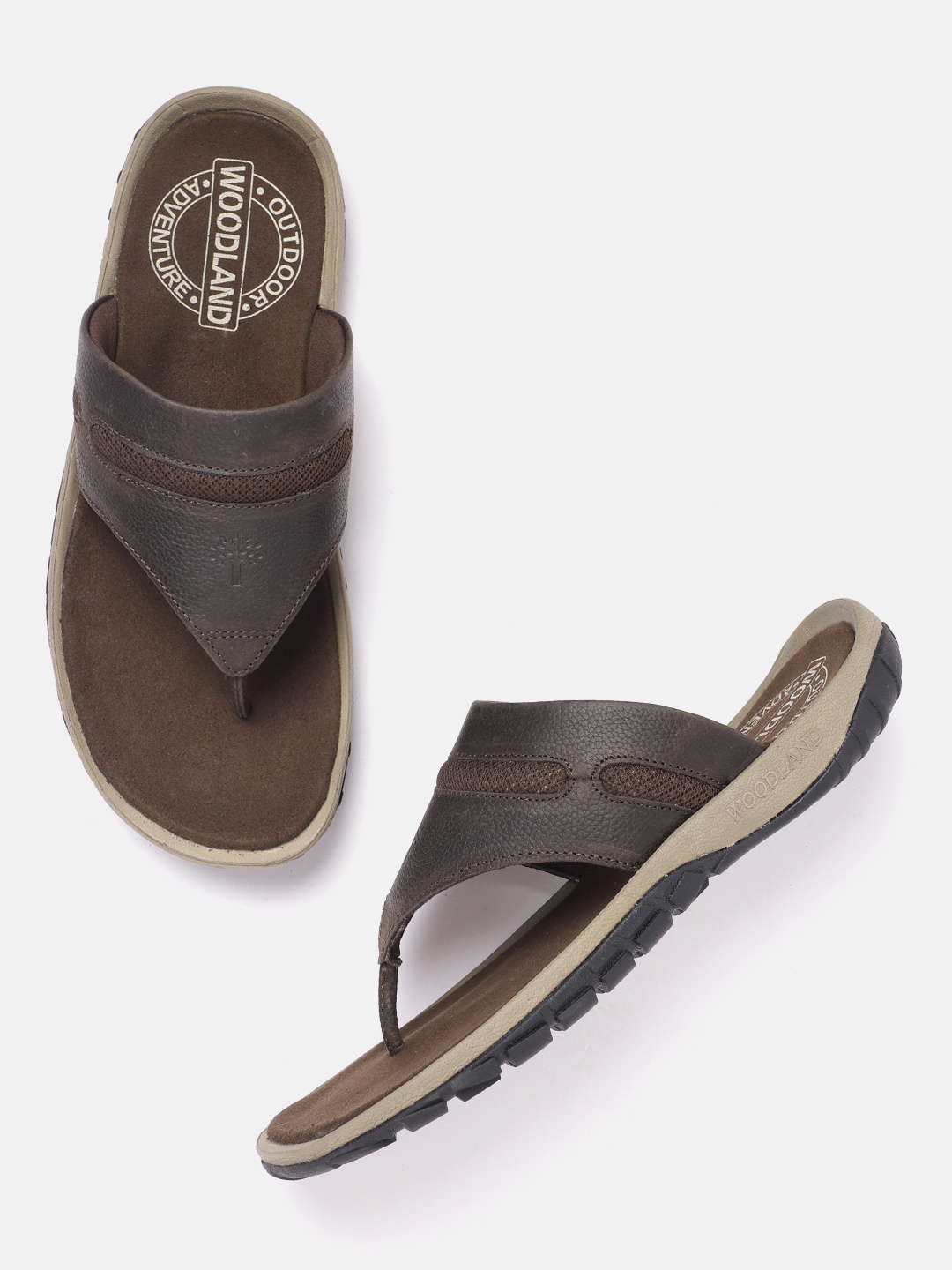 

Woodland Men Leather Comfort Sandals, Coffee brown