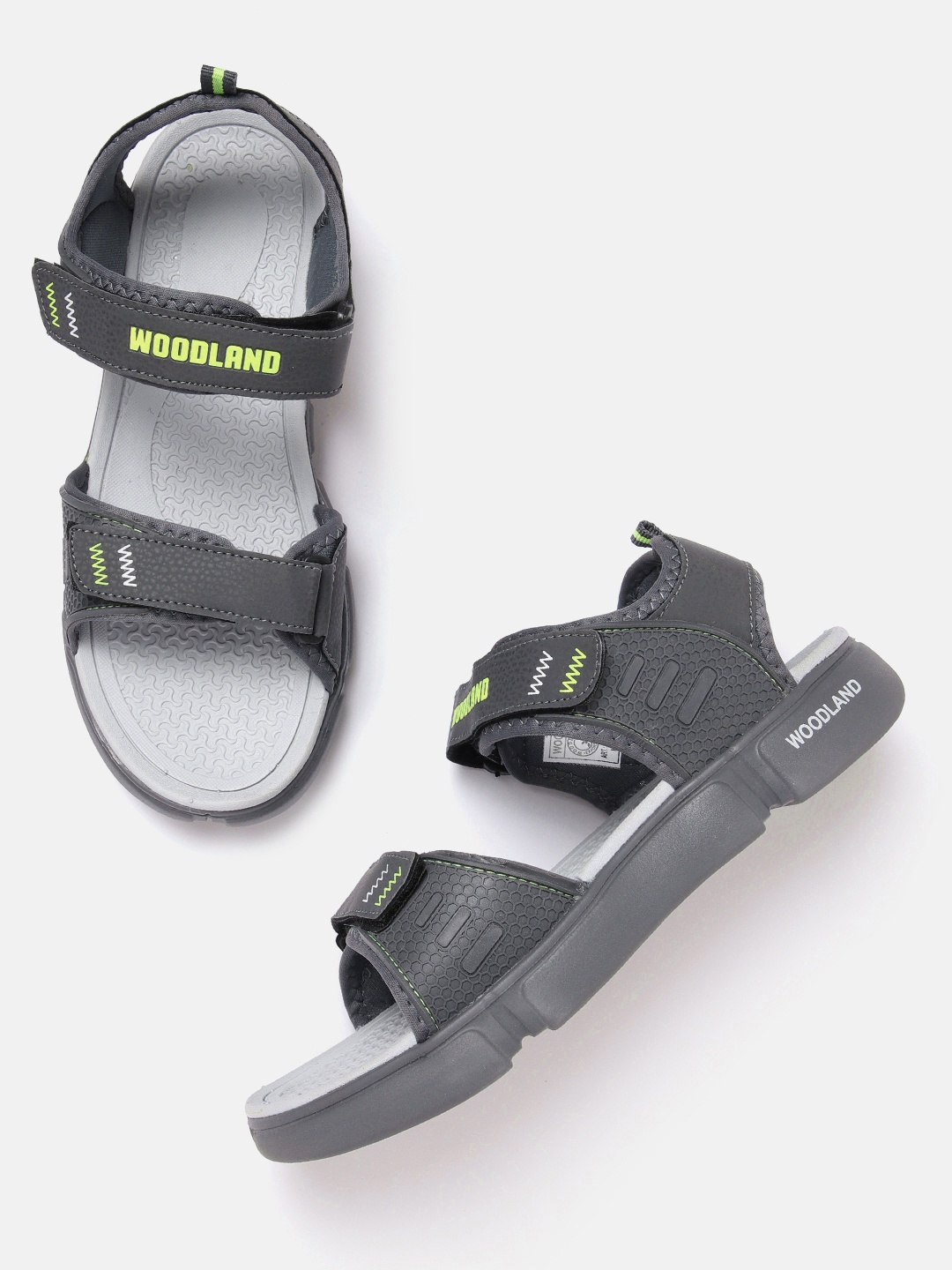

Woodland Men Brand Logo Print Sports Sandals, Grey