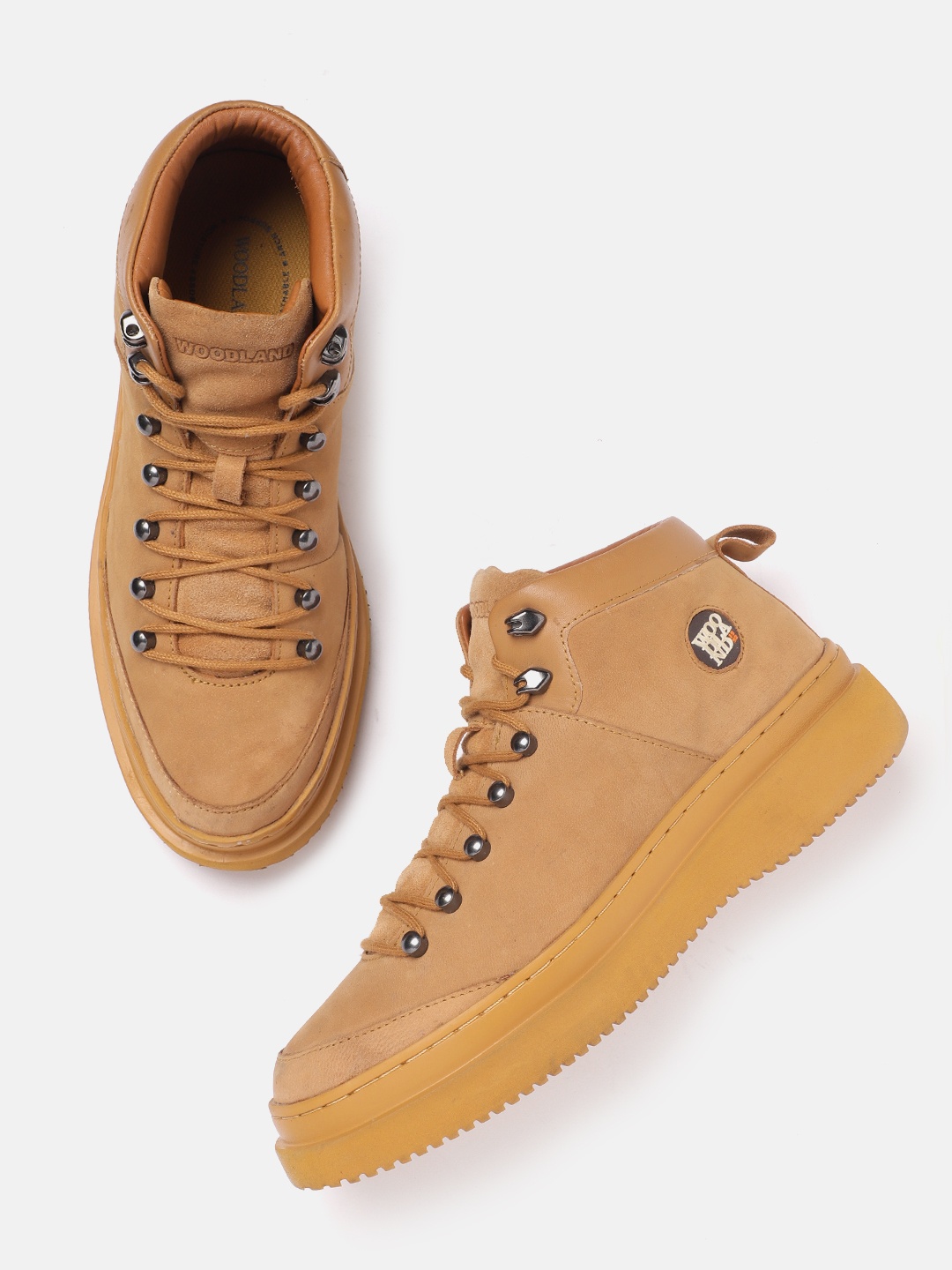 

Woodland Men Mid-Top Everyday Nubuck Sneakers, Mustard