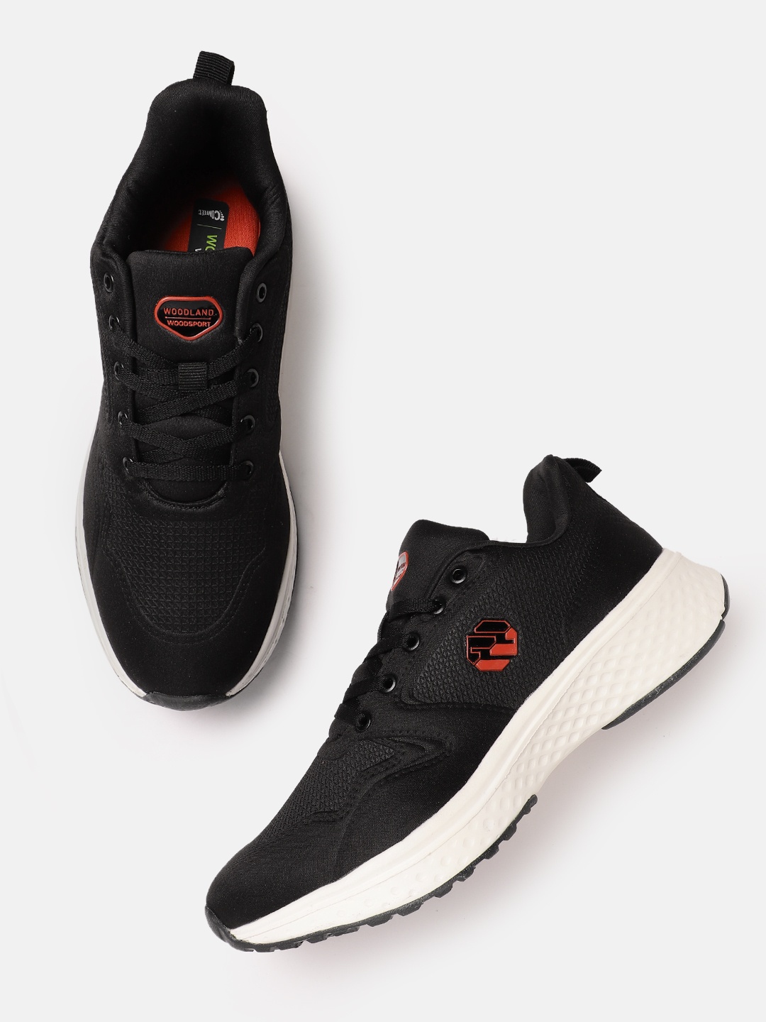 

Woodland Men Woven Design Running Shoes, Black