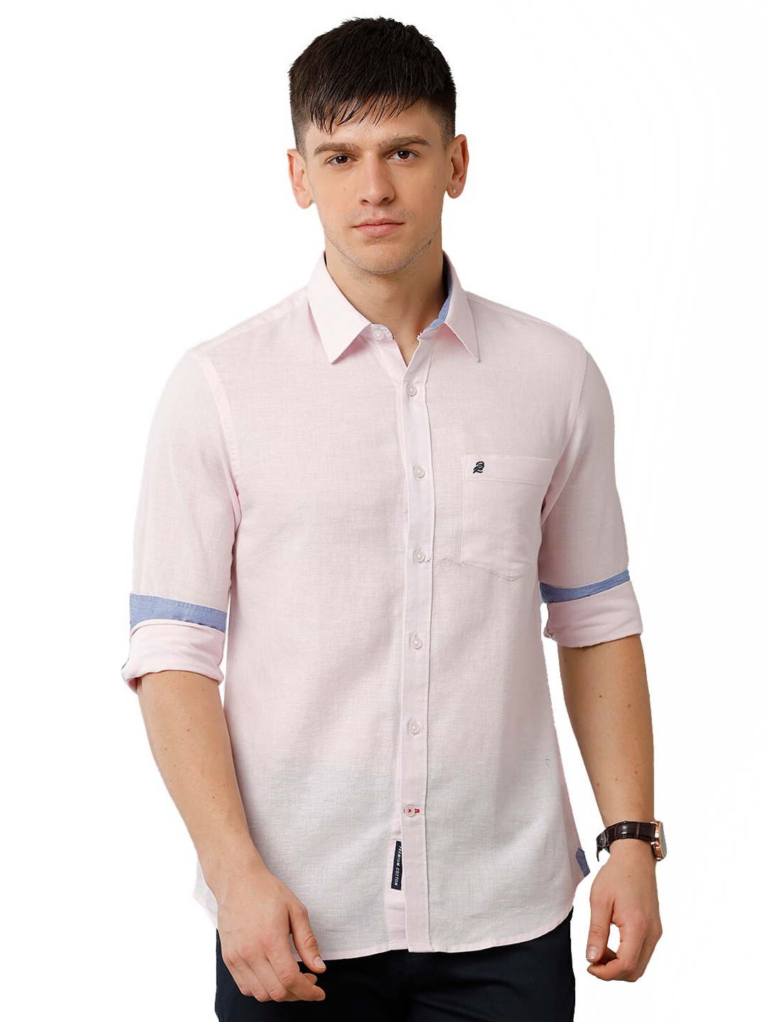 

Double Two Pink Slim Fit Cotton Casual Shirt