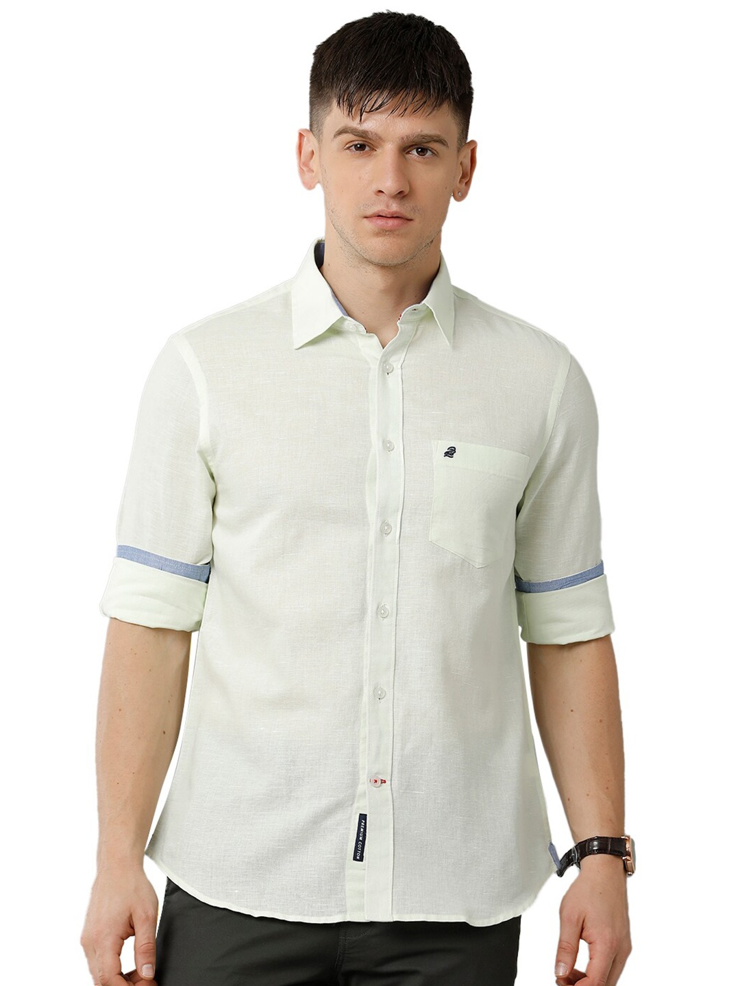 

Double Two Cotton Casual Shirt, Lime green