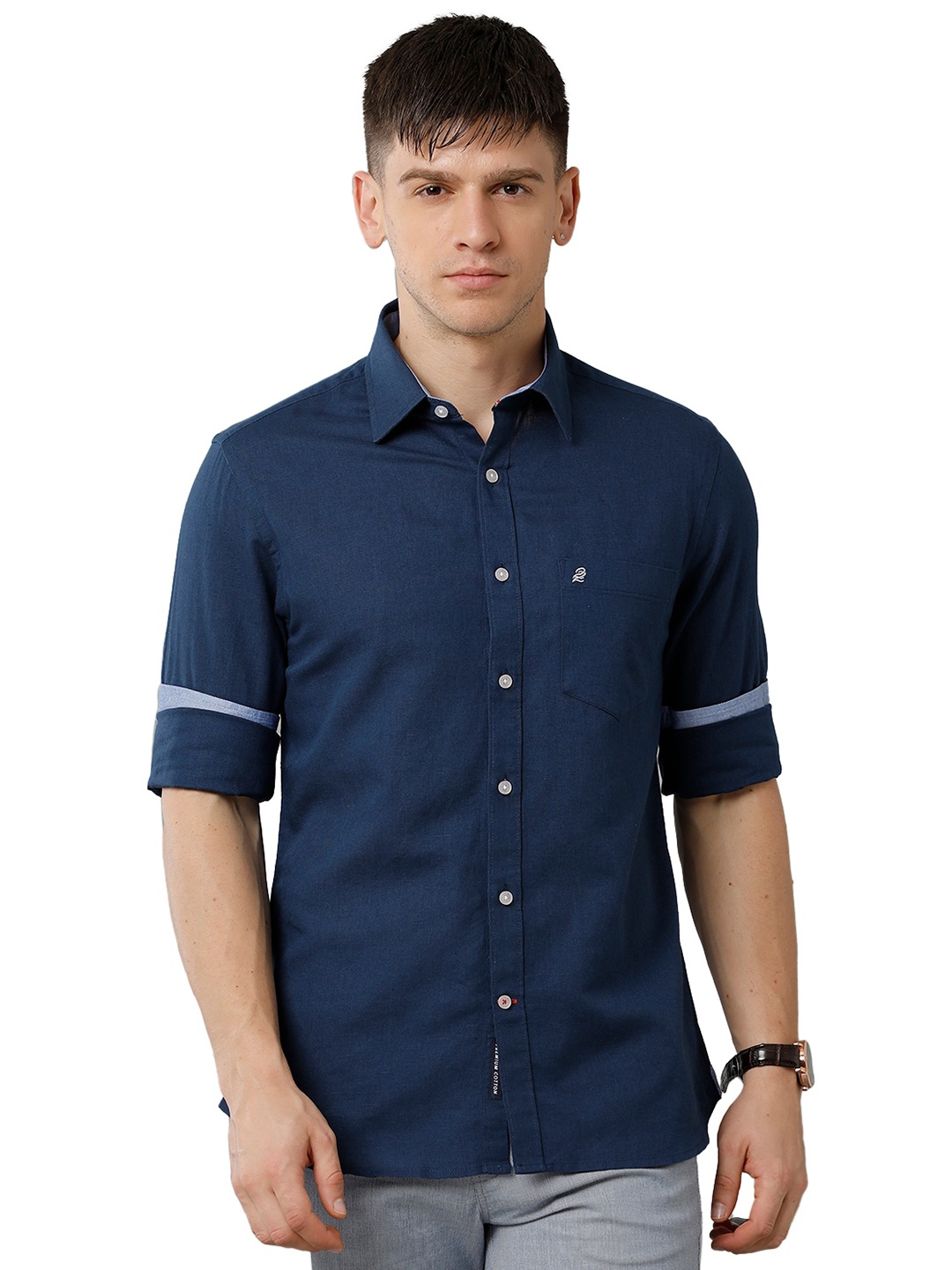 

Double Two Cotton Casual Shirt, Navy blue