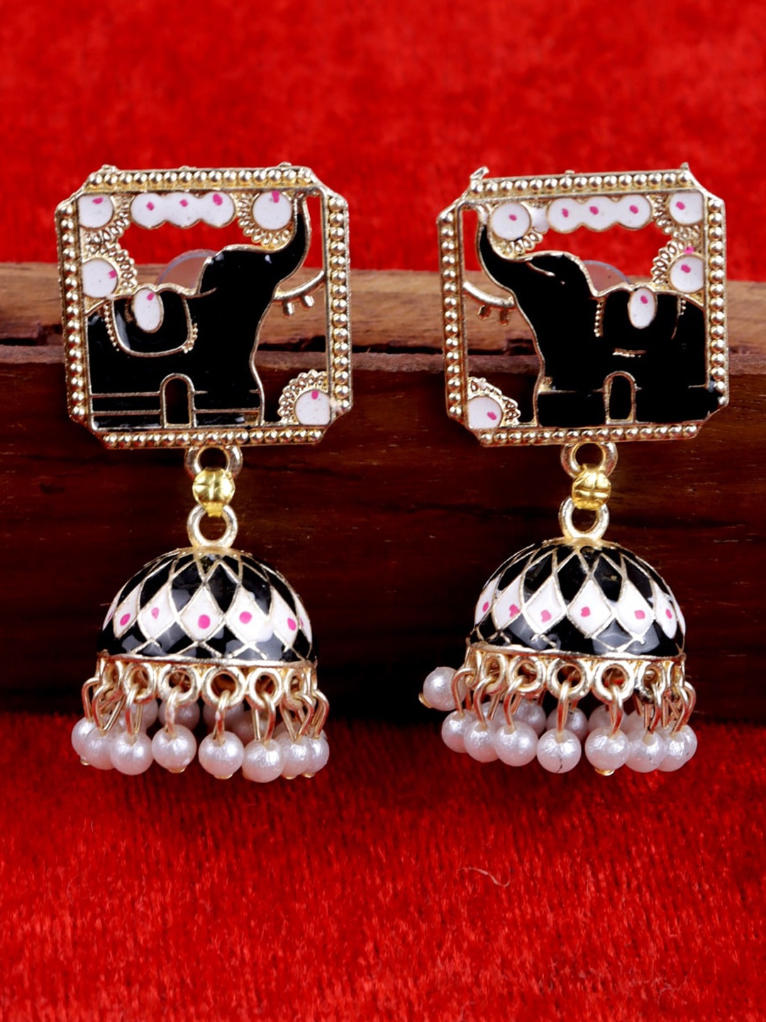 

VAGHBHATT Square Jhumkas Earrings, Black