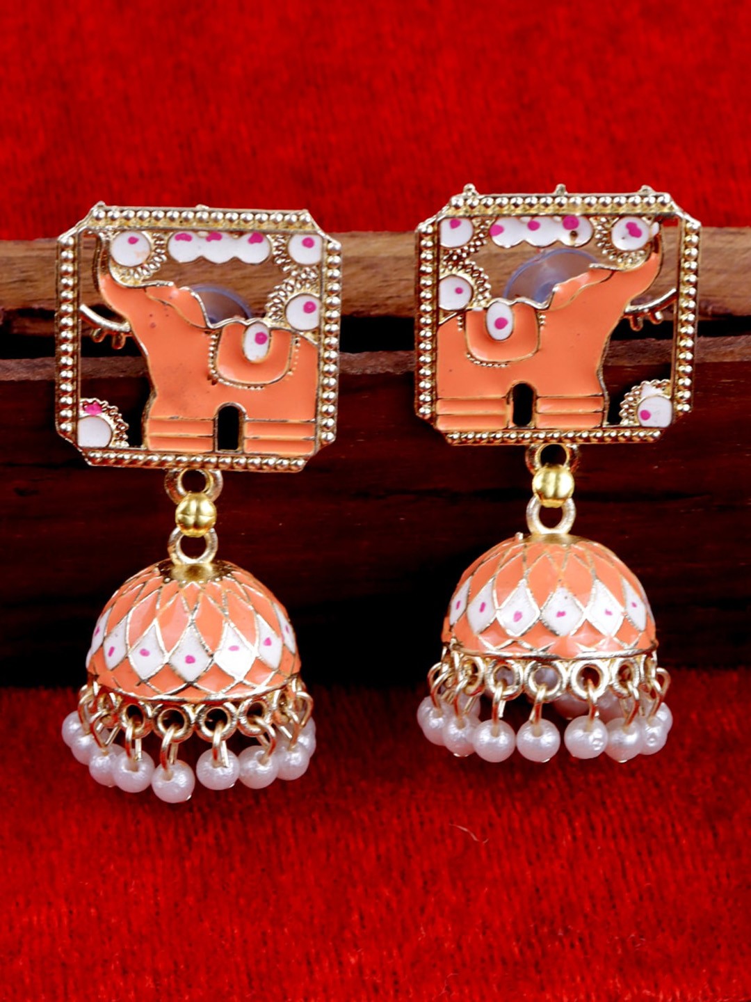 

VAGHBHATT Square Jhumkas Earrings, Orange