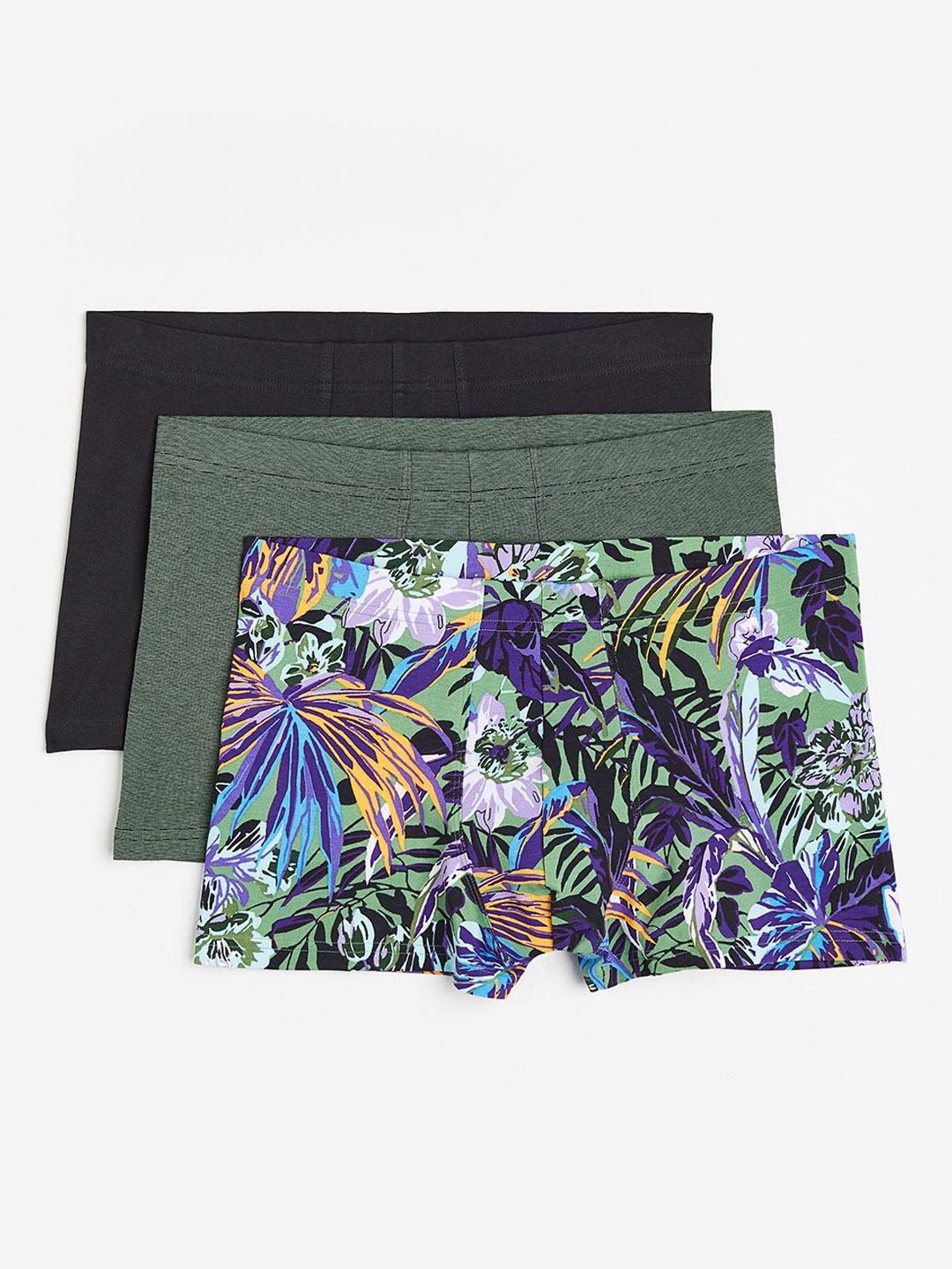 

H&M Men 3-Pack Short Cotton Trunks 0564310087, Green