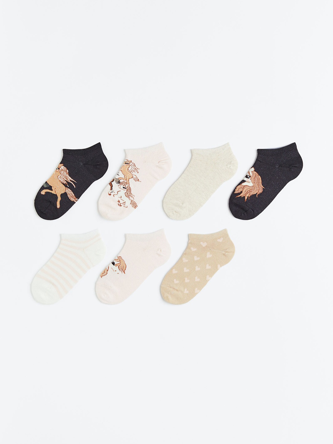 

H&M Girls 7-Pack Trainer Socks, Beige