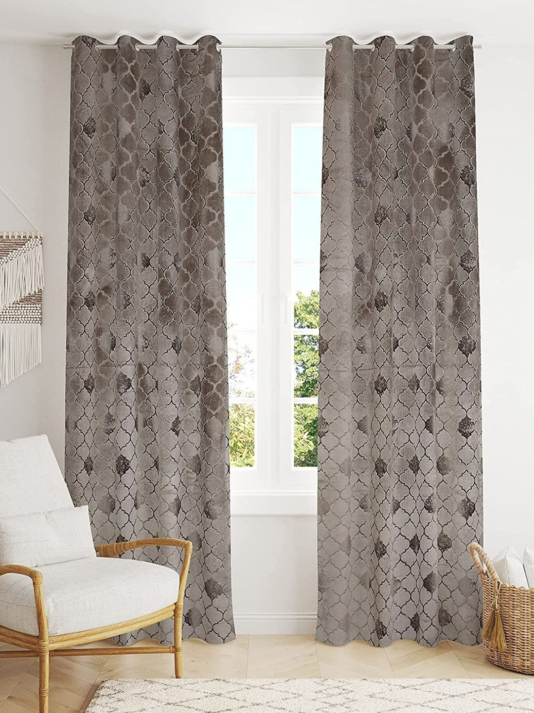 

Bajo's Grey Set of 2 Ethnic Motifs Door Curtain