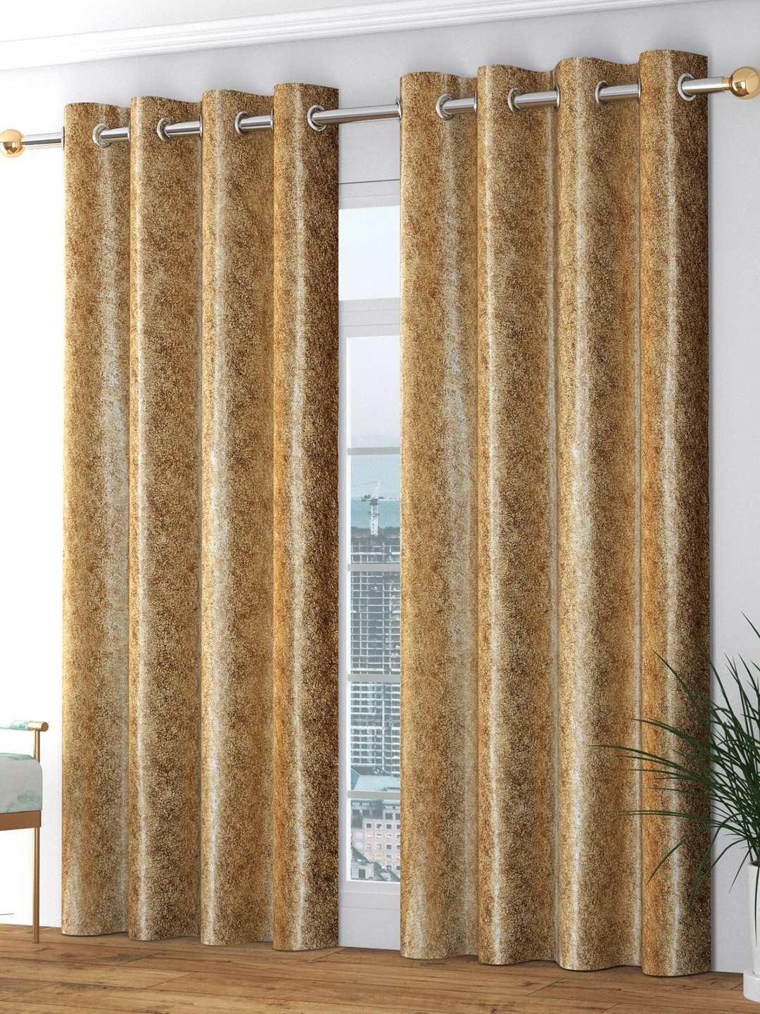 

Bajo's Camel Brown Set of 2 Door Curtain