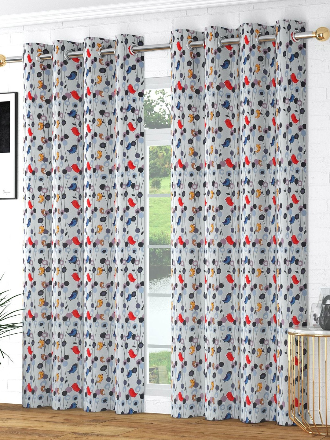 

Bajo's Grey & Blue Set of 2 Quirky Door Curtain