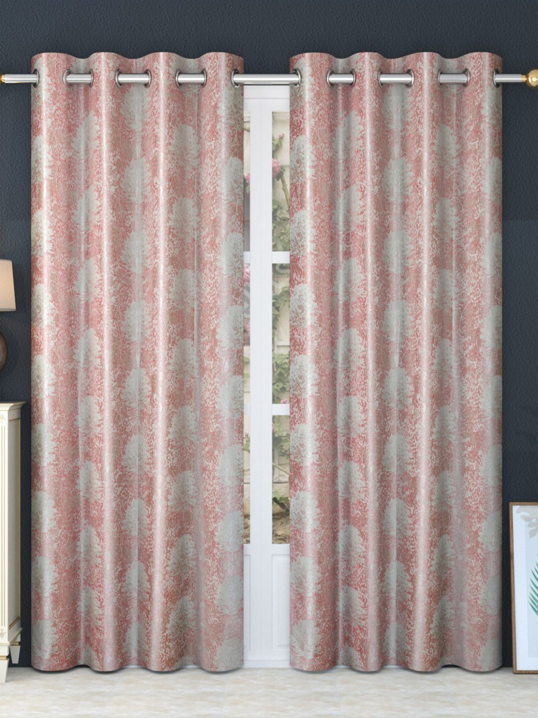 

Bajo's Pink & White Set of 2 Door Curtain