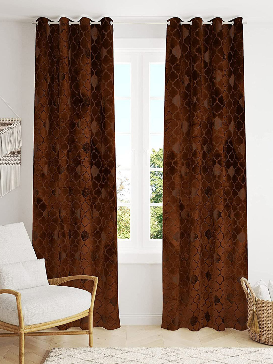 

Bajo's Coffee Brown & Silver-Toned Set of 2 Door Curtain