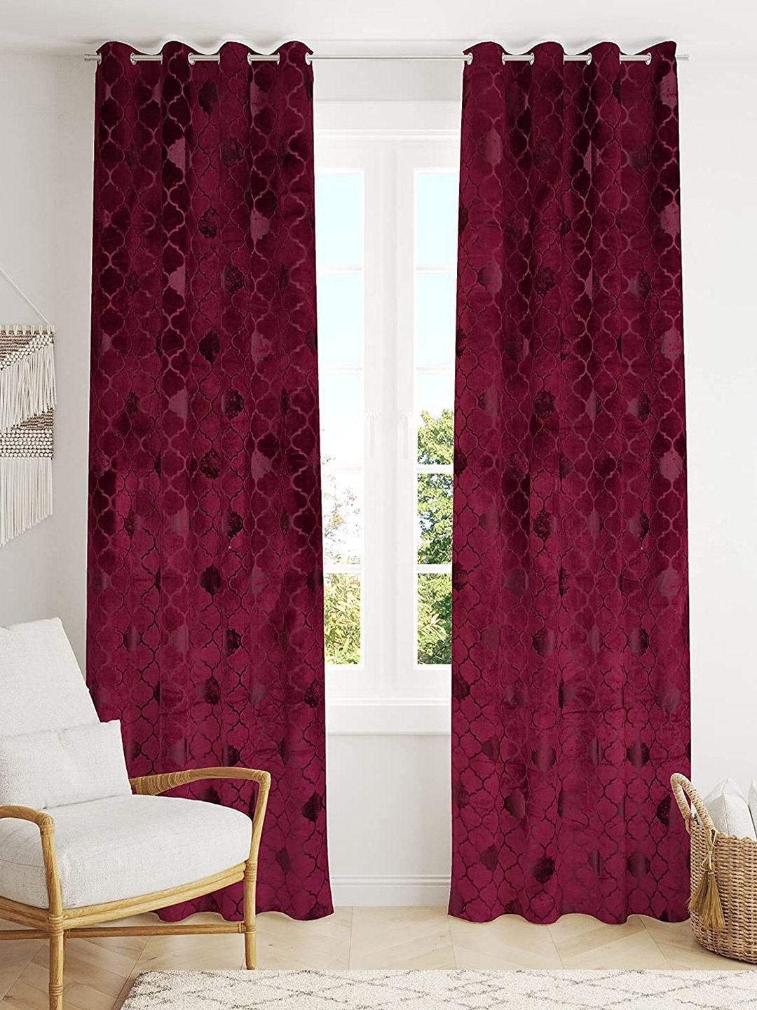 

Bajo's Purple & Silver-Toned Set of 2 Door Curtain