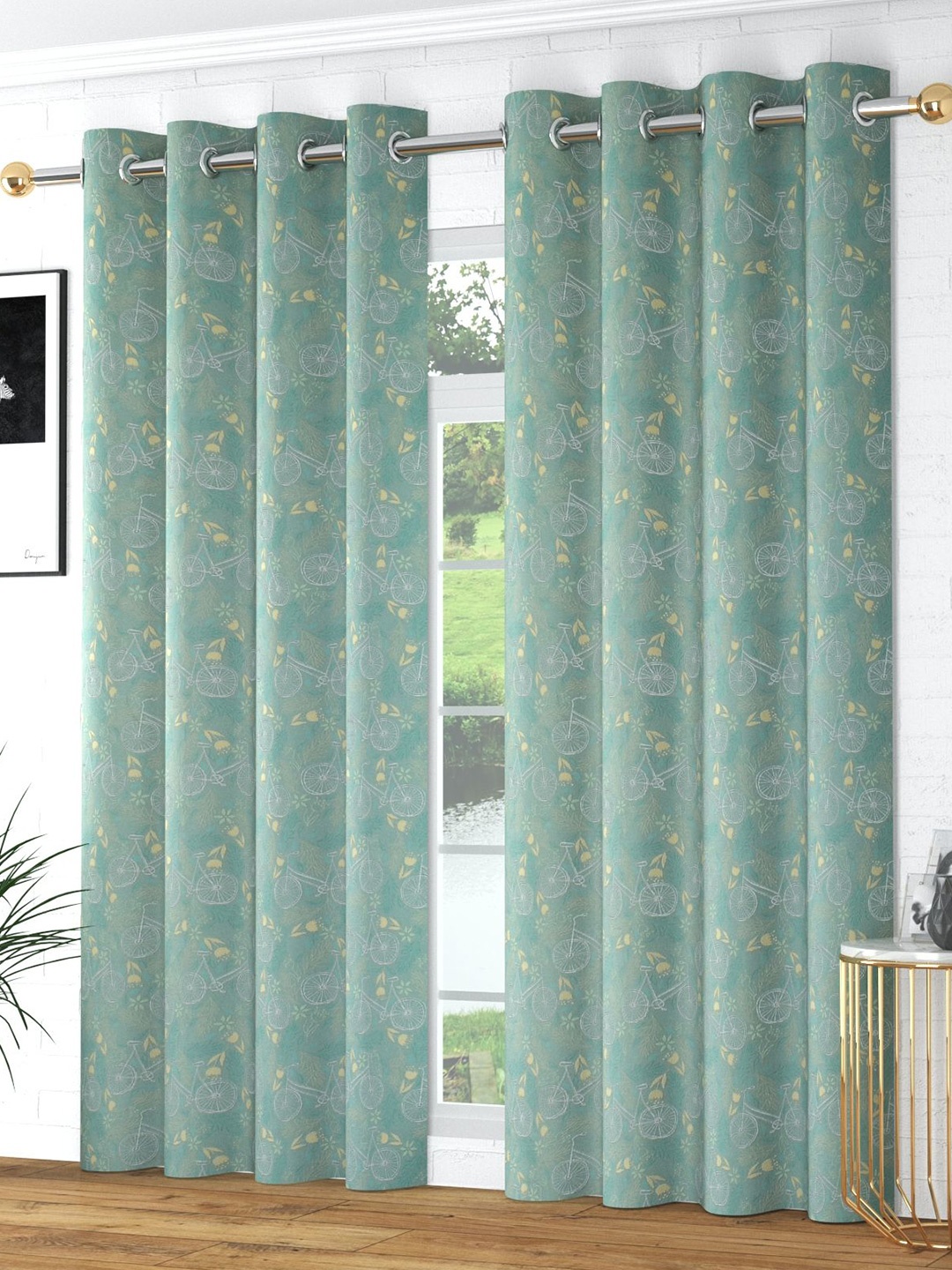 

Bajo's Green & White Set of 2 Quirky Door Curtain