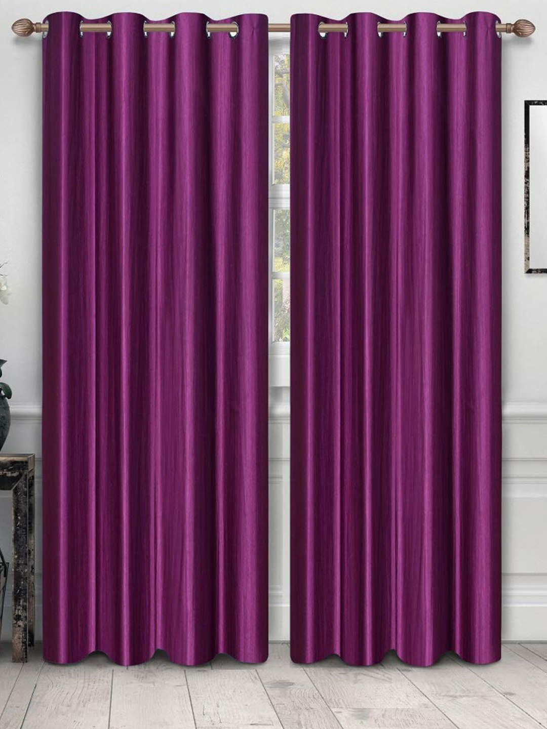 

Bajo's Purple & Silver-Toned Set of 2 Door Curtain