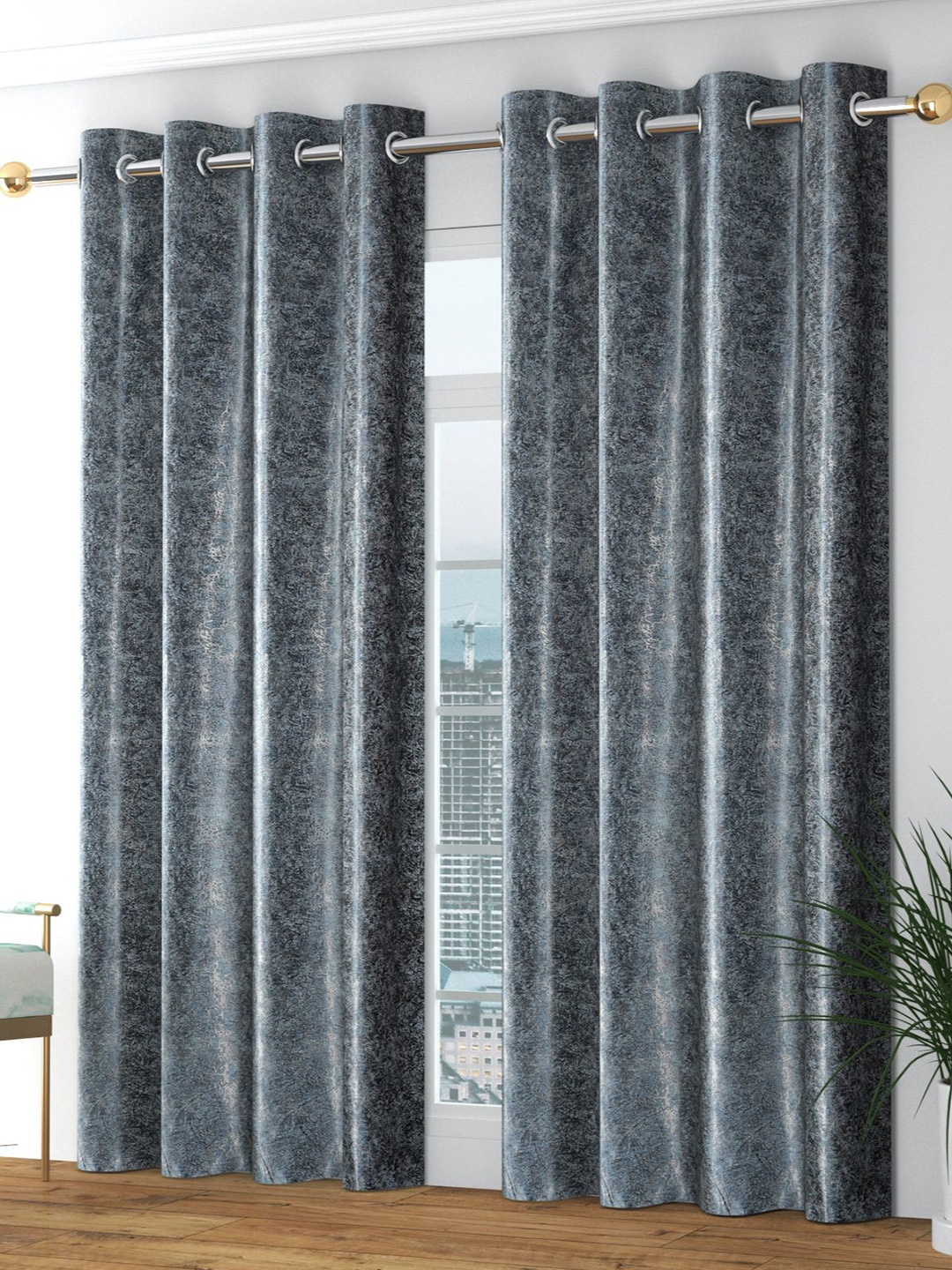 

Bajo's Grey Set of 2 Door Curtain