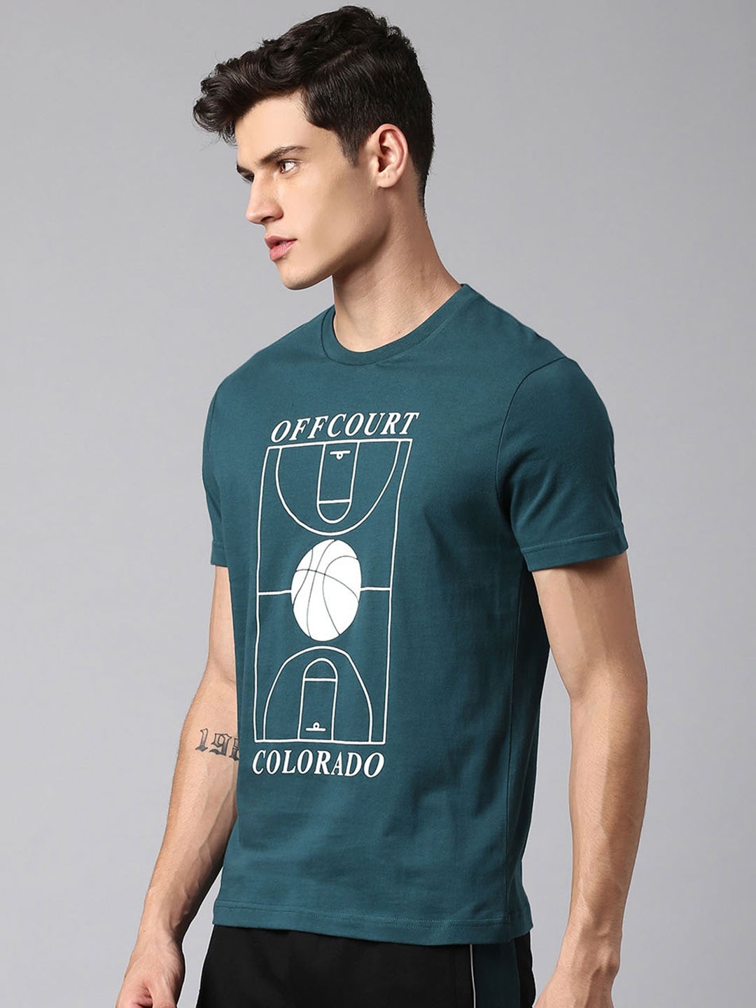 

Hubberholme Graphic Printed Pure Cotton T-shirt, Teal