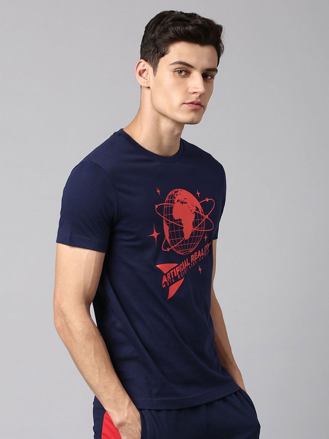 

Hubberholme Graphic Printed Pure Cotton T-shirt, Navy blue