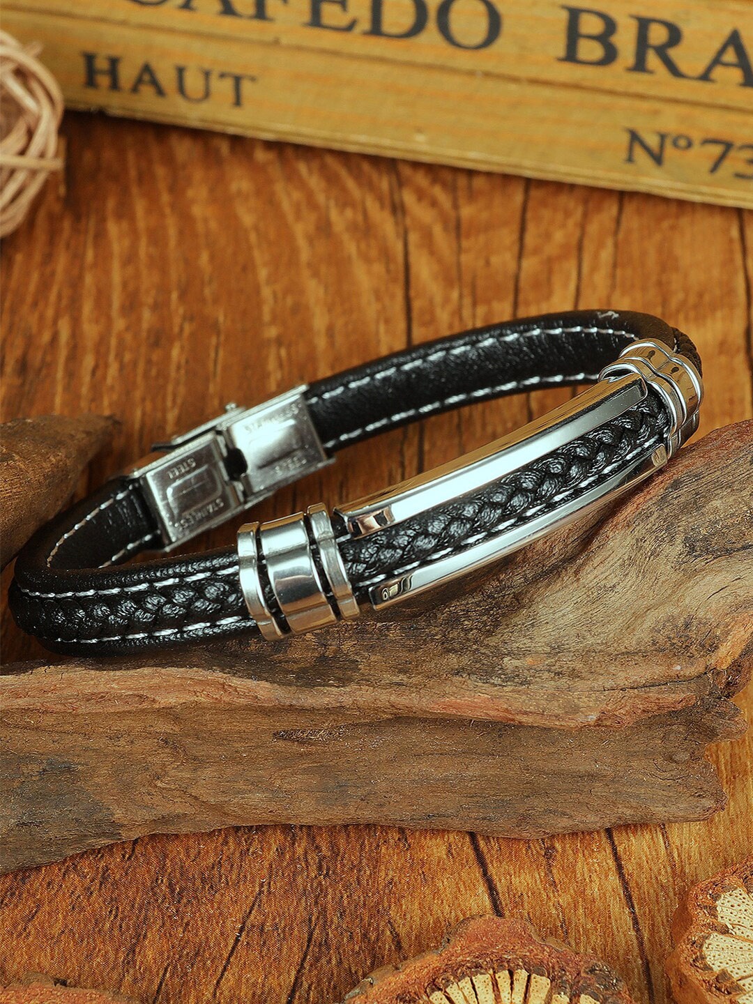 

Peora Men Silver-Plated Wraparound Bracelet