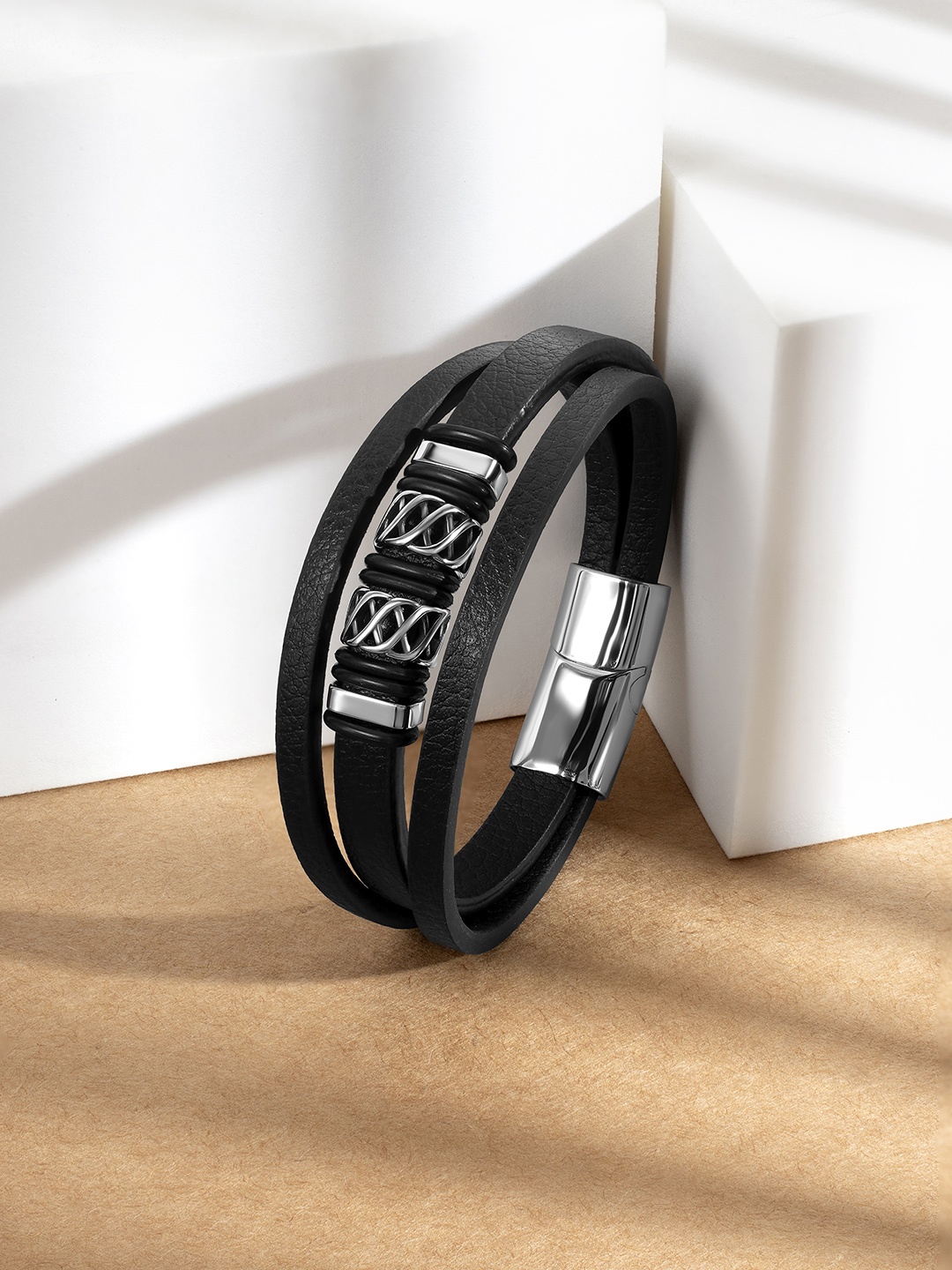 

Peora Men Silver-Plated Cuff Bracelet