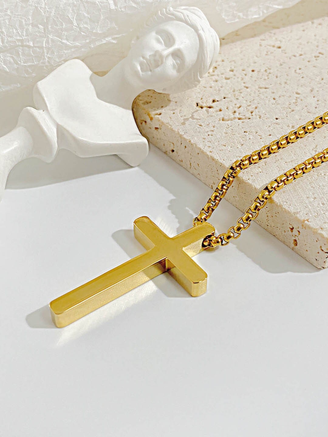 

Peora Gold-Plated Christian Cross Contemporary Pendant With Chain