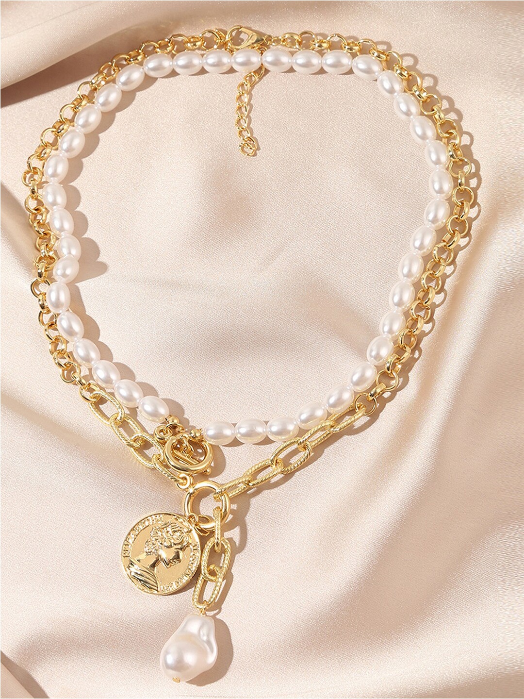 

Peora Set of 2 Gold-Plated Beaded Necklace, White
