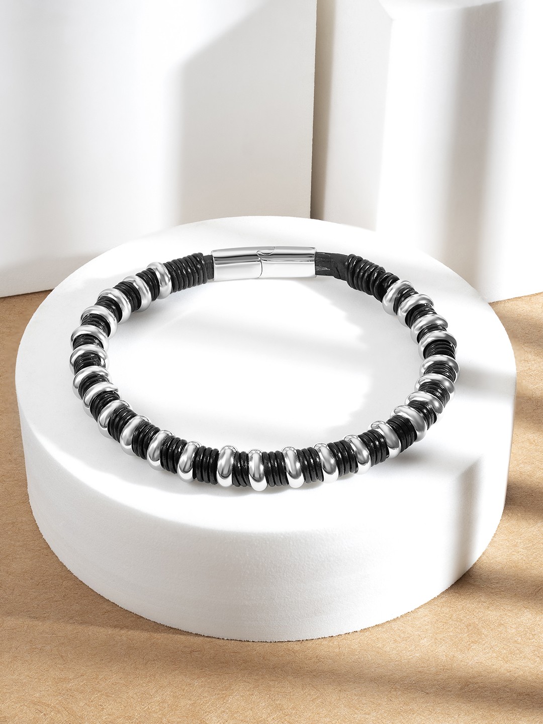 

Peora Men Silver-Plated Wraparound Bracelet