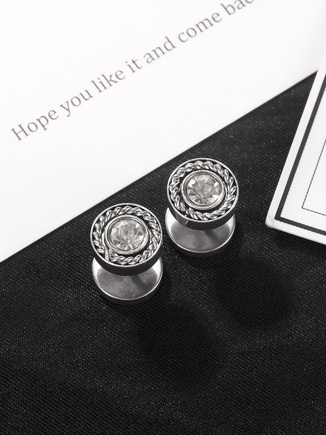 

Peora Silver-Plated American Diamond Studded Studs Earrings, White