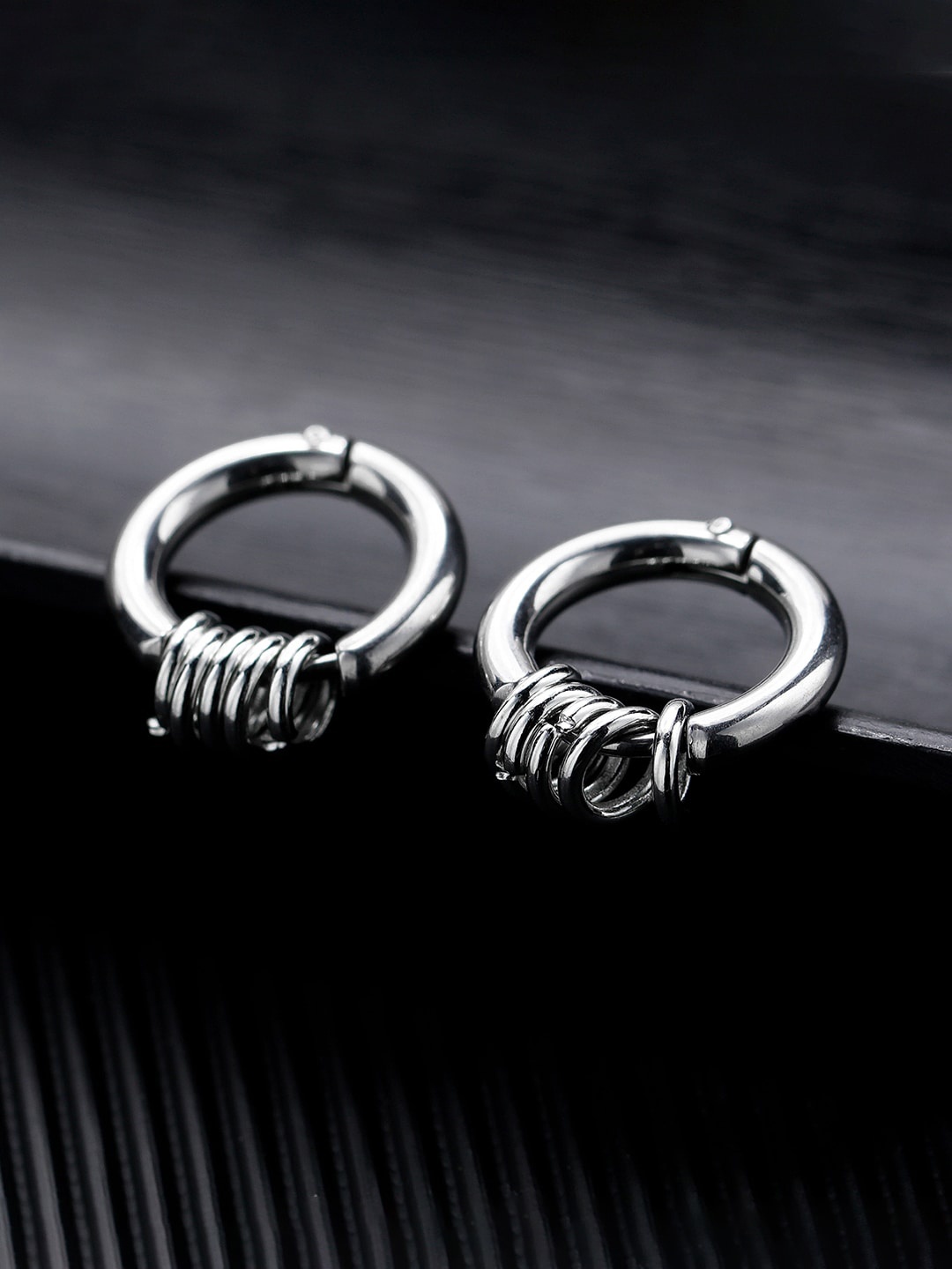 

Peora Silver-Plated Contemporary Hoop Earrings