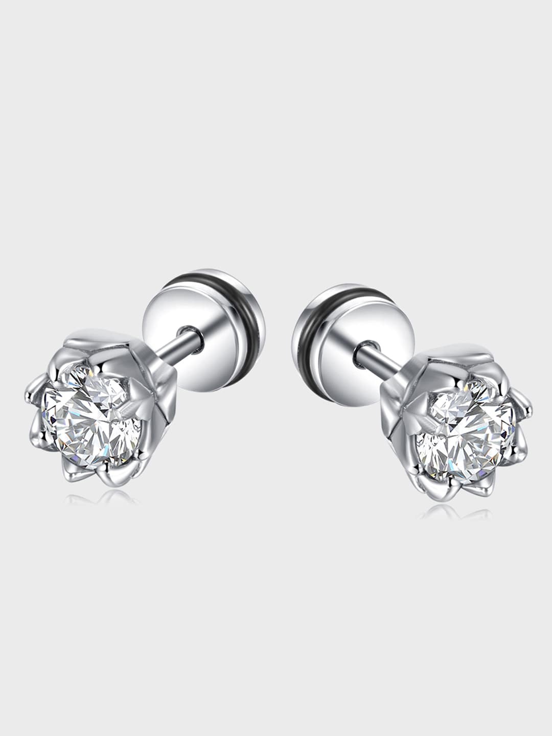 Peora Silver-Plated Contemporary Studs Earrings, White