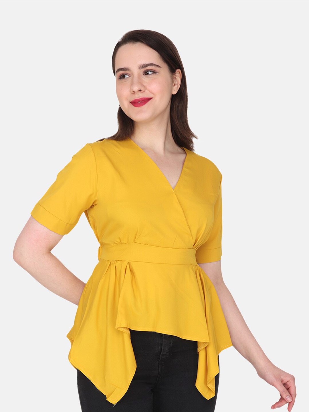 

Albion V-Neck Wrap Top, Yellow