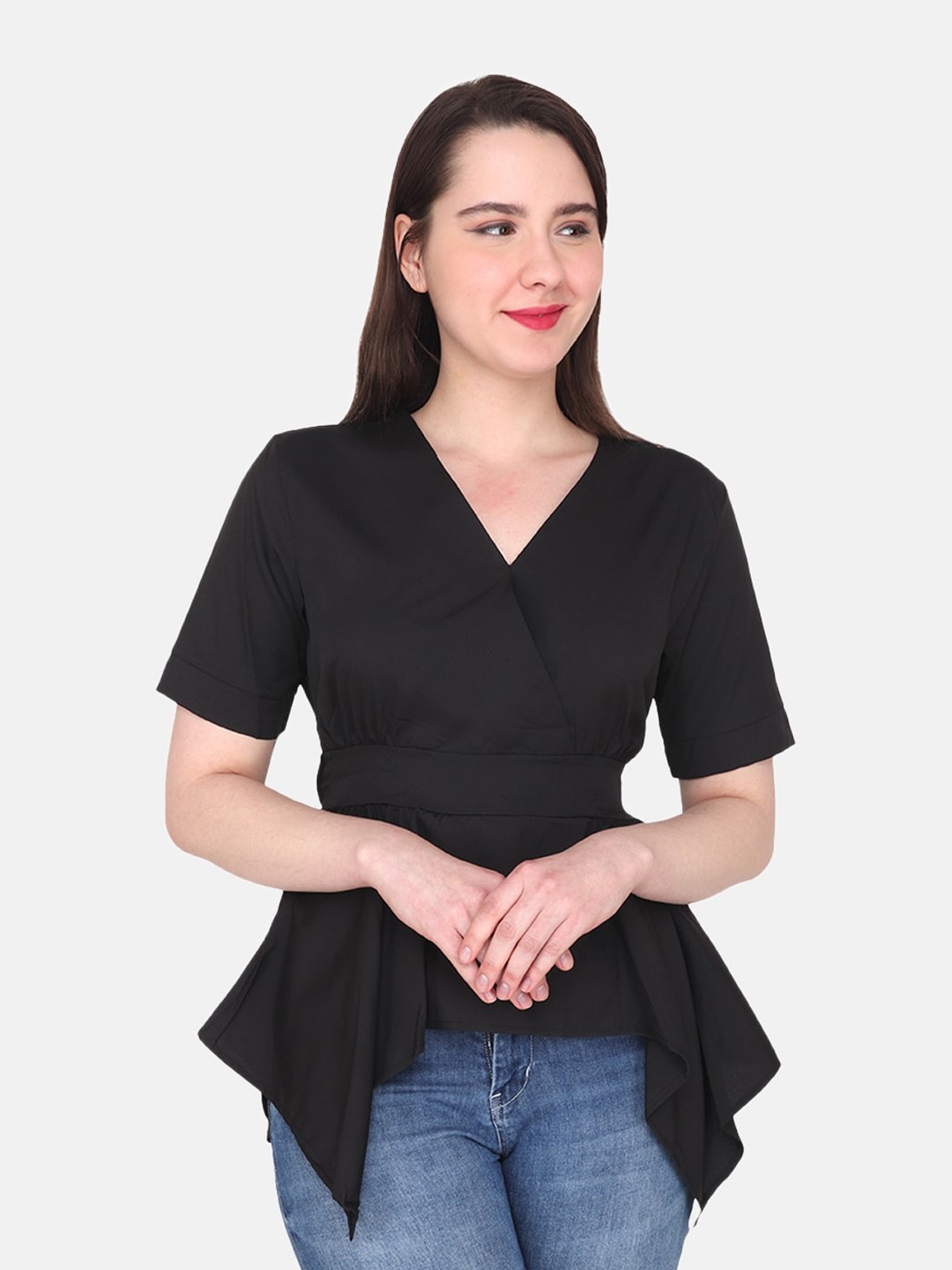 

Albion Assymetric Wrap Top, Black