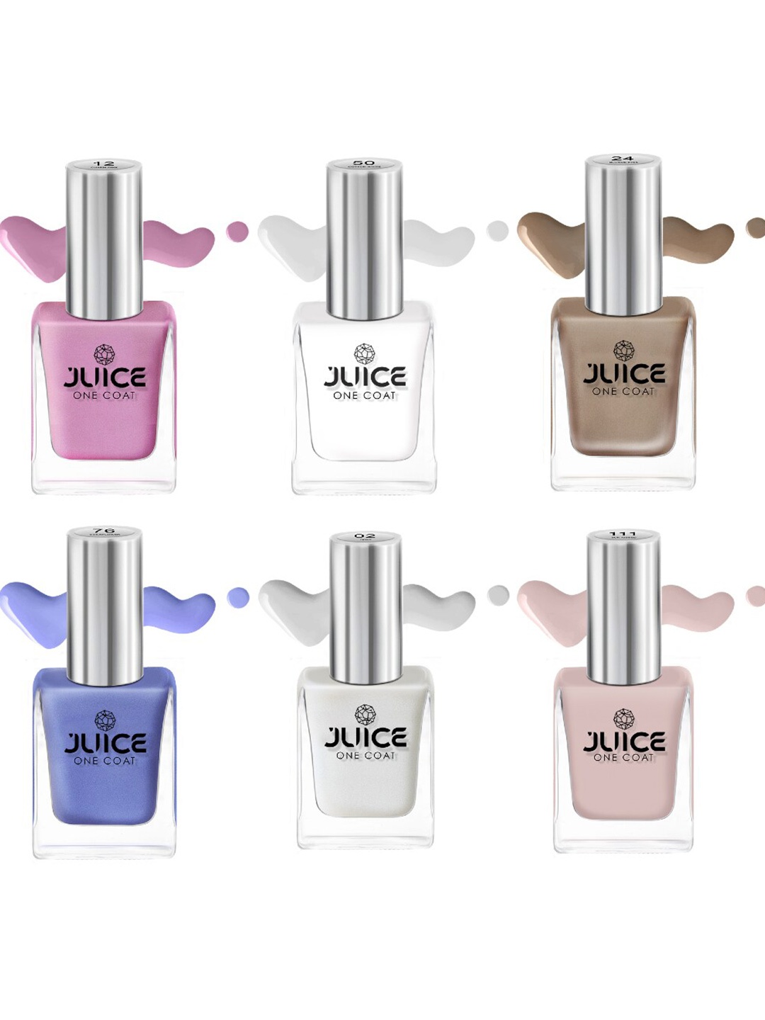 

JUICE Set of 6 One Coat Quick-Dry & Waterproof Nail Polishes - 11 ml each, Multi