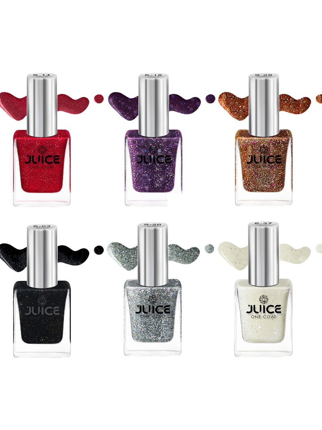 

JUICE Set of 6 One Coat Quick-Dry & Waterproof Nail Polishes - 11 ml each, Multi