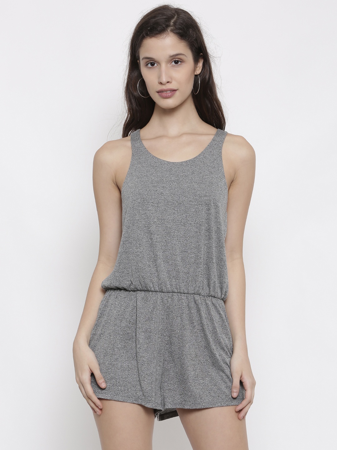 

FOREVER 21 Grey Melange Solid Playsuit
