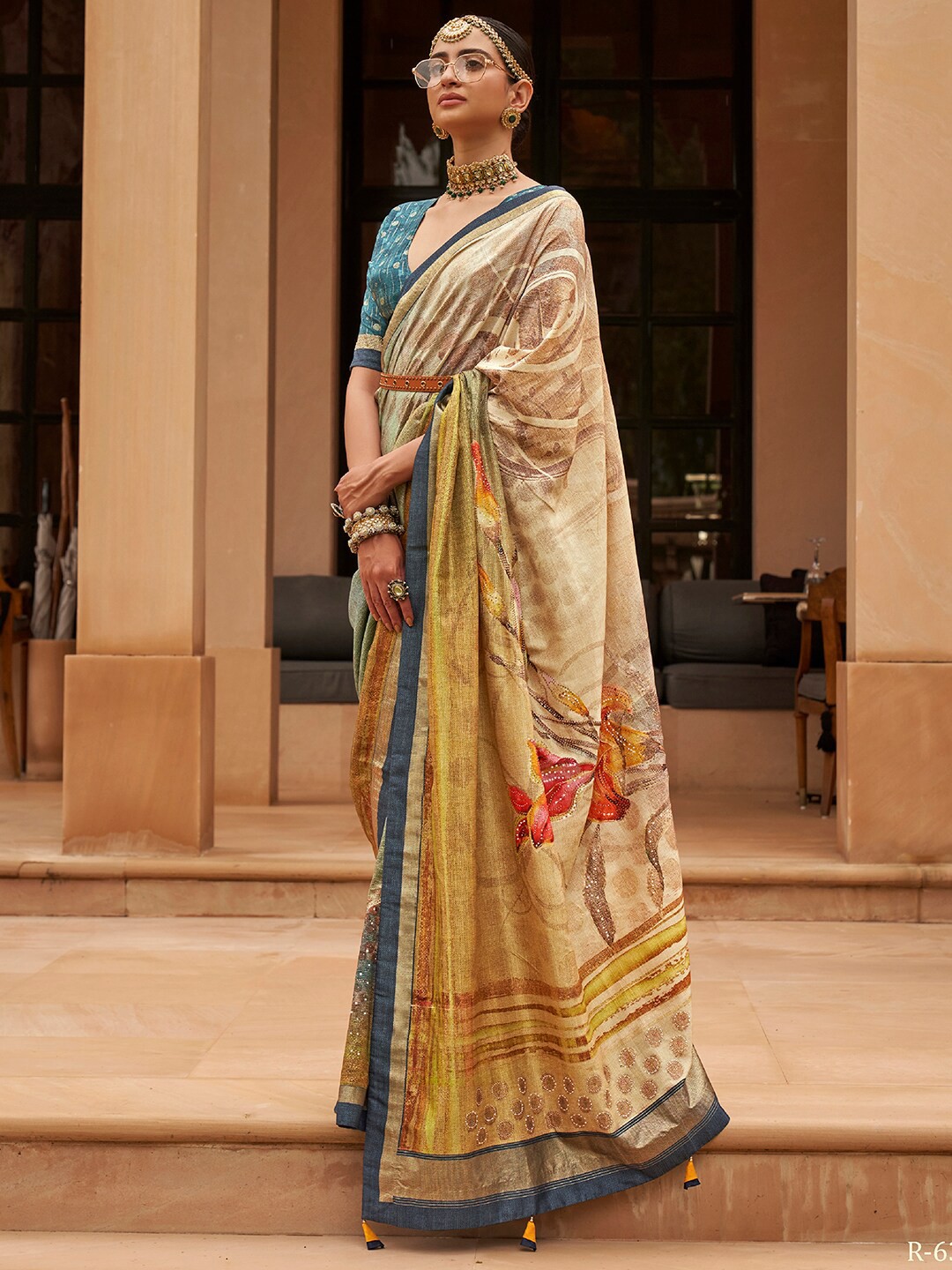 

Anouk Floral Printed Saree, Cream