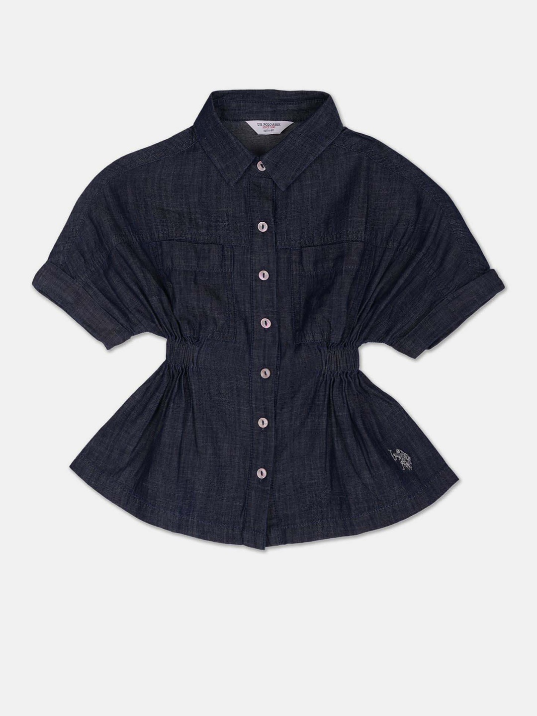 

U.S. Polo Assn. Kids Girls Cotton Denim Shirt Dress, Blue