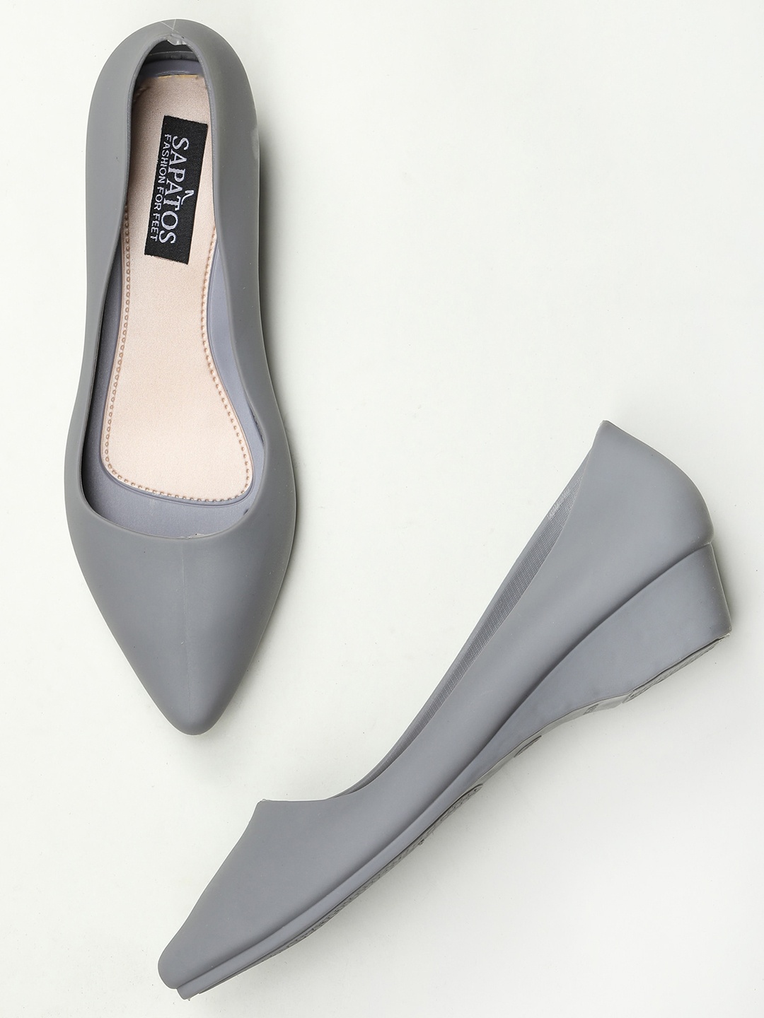 

SAPATOS Women Pointed Toe Wedge Heels, Grey