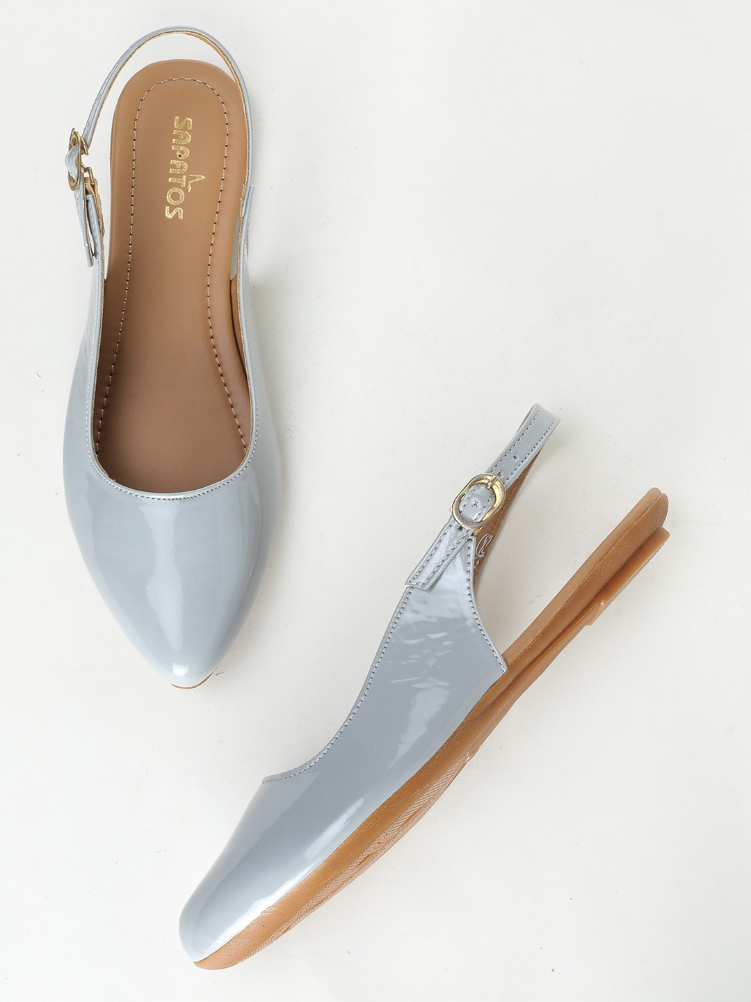 

SAPATOS Women Pointed Toe Mules With Backstrap, Grey
