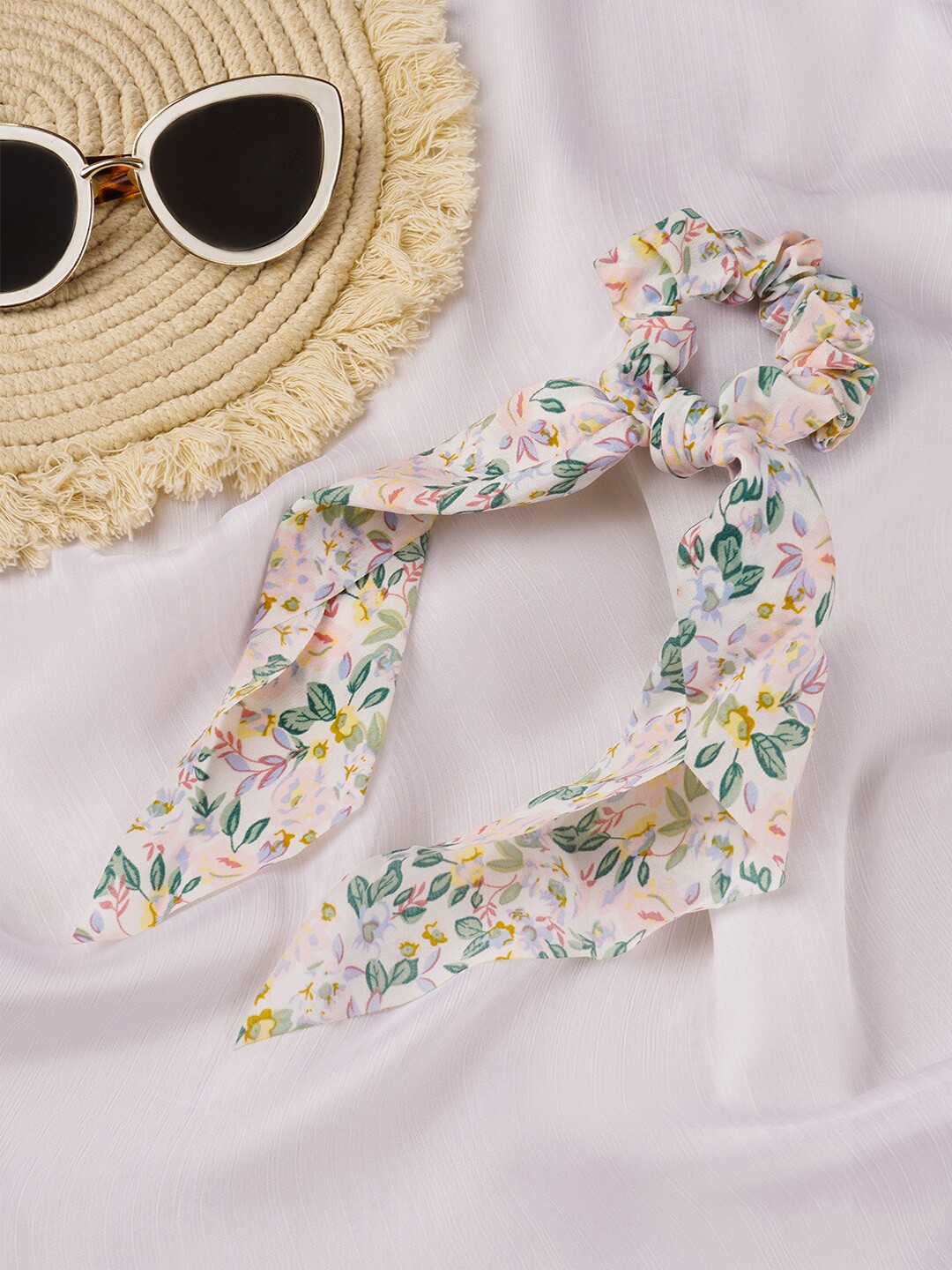 

JOKER & WITCH Women Floral Printed Ponytail Holders, White
