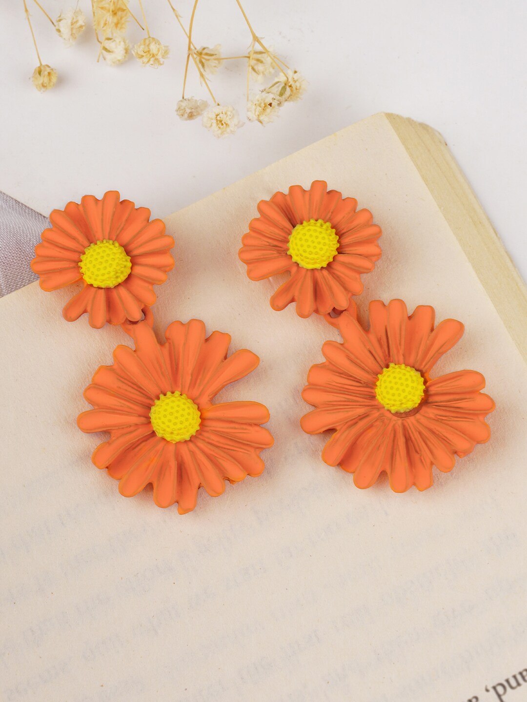 

JOKER & WITCH Floral Synthetic Drop Earrings, Orange