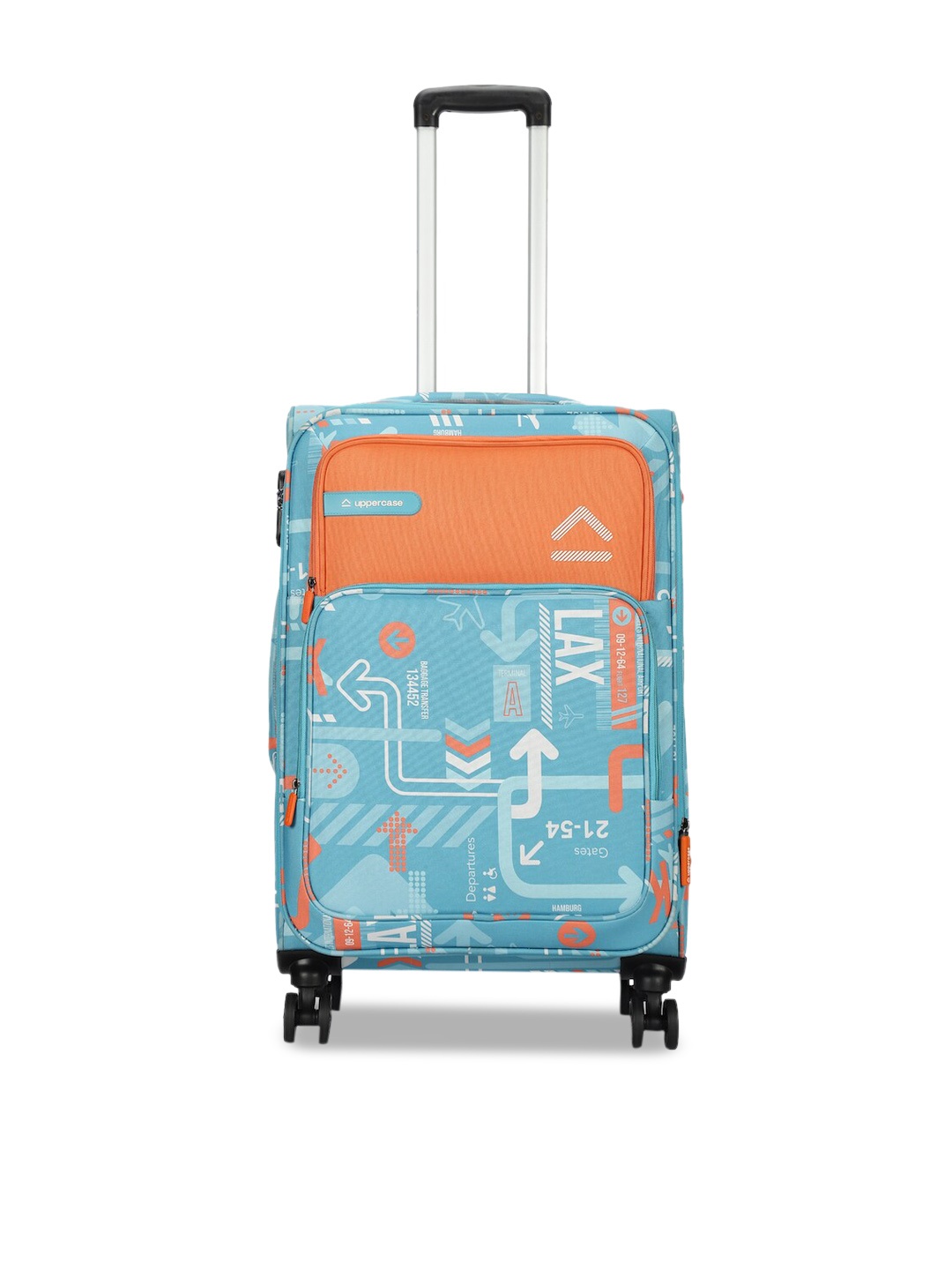 

uppercase Printed Soft-Sided Medium Trolley Suitcase, Teal